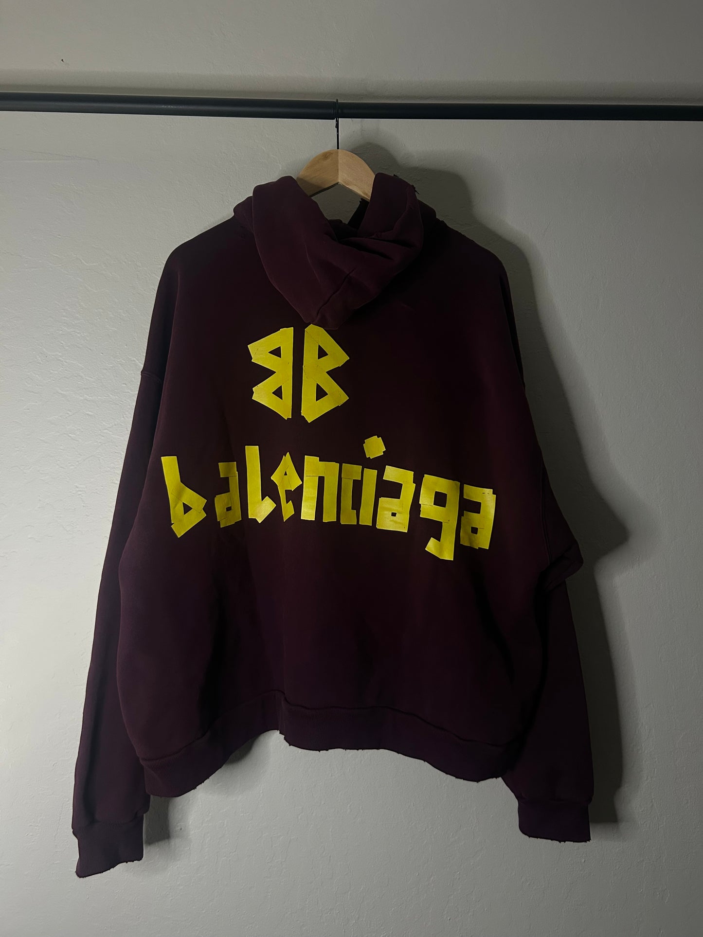 Balenciaga Burgundy Tape Hoodie