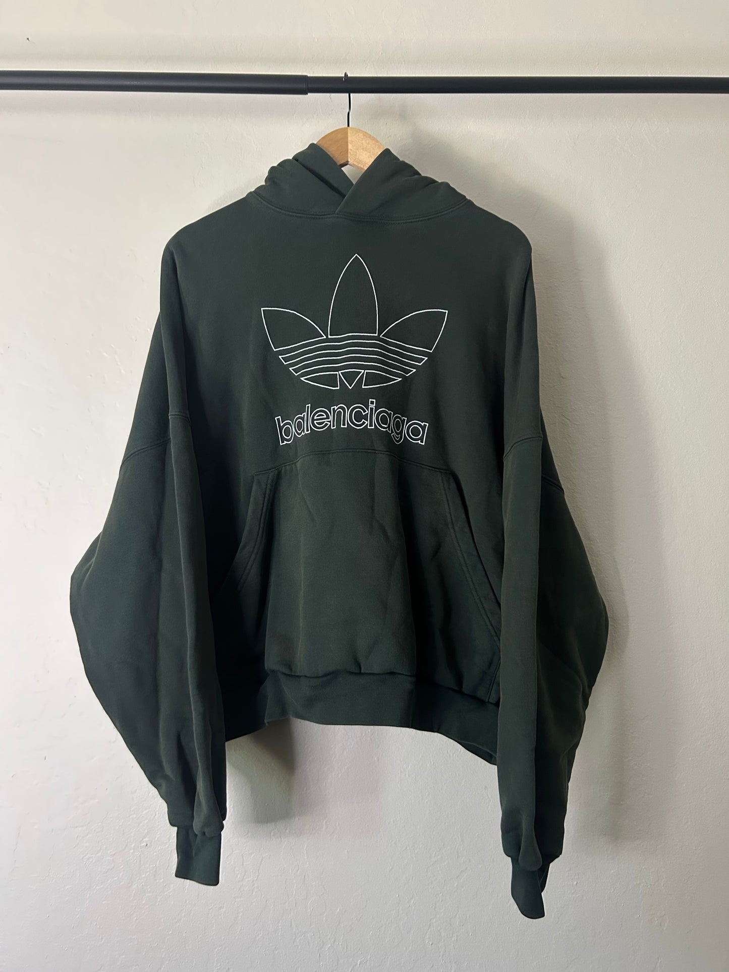 Balenciaga Adidas Green Embroidered Hoodie
