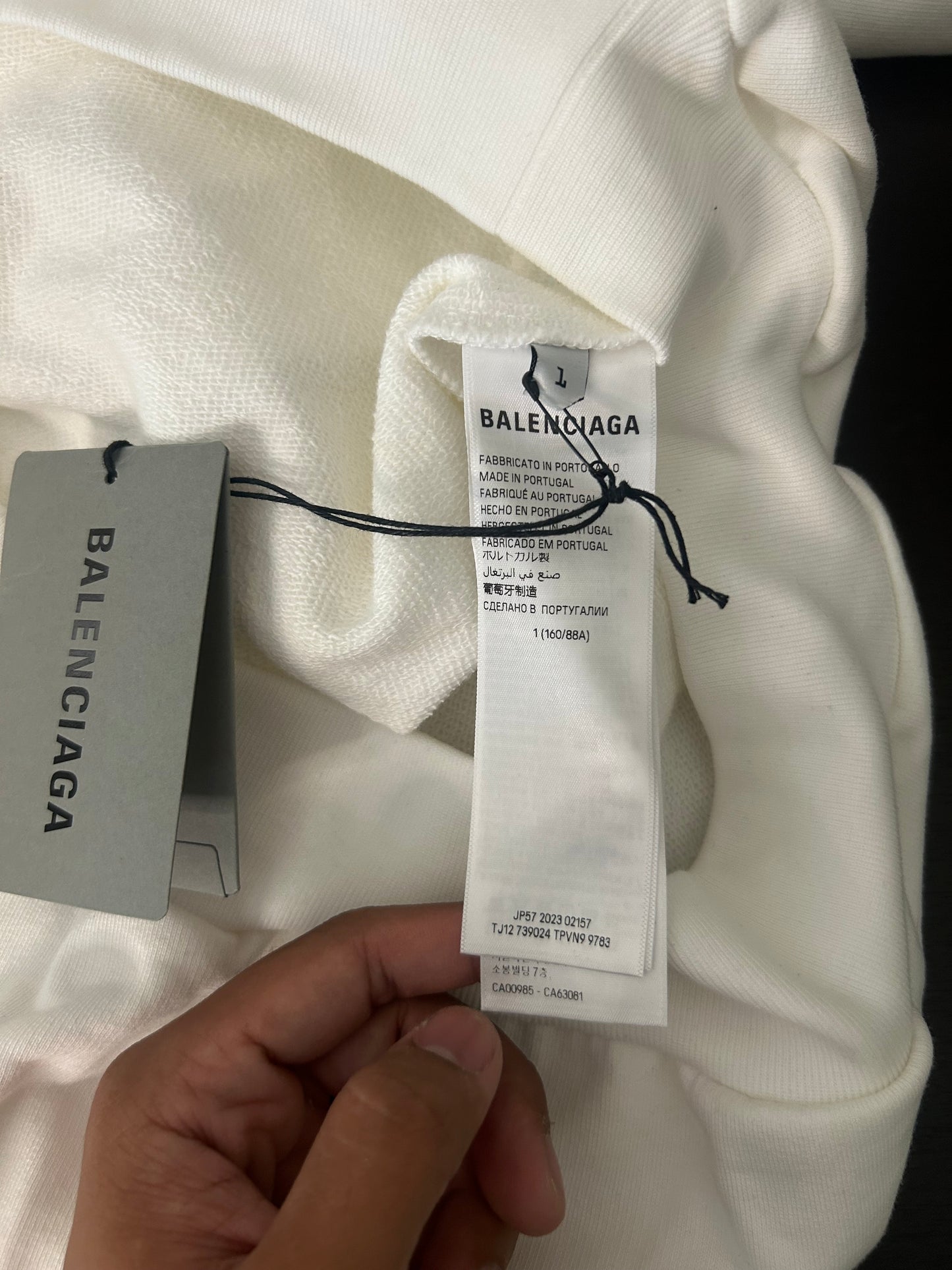 Balenciaga White Metal Logo Hoodie