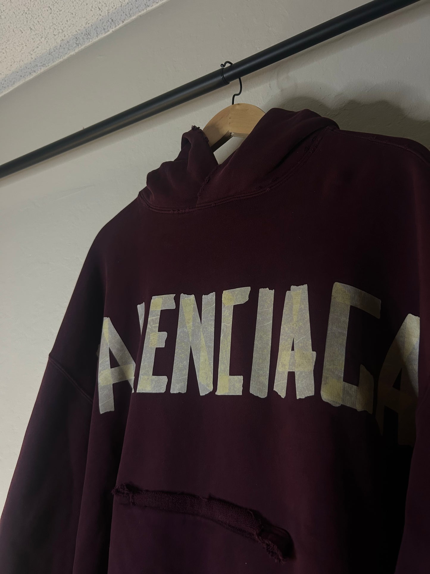 Balenciaga Burgundy Tape Hoodie