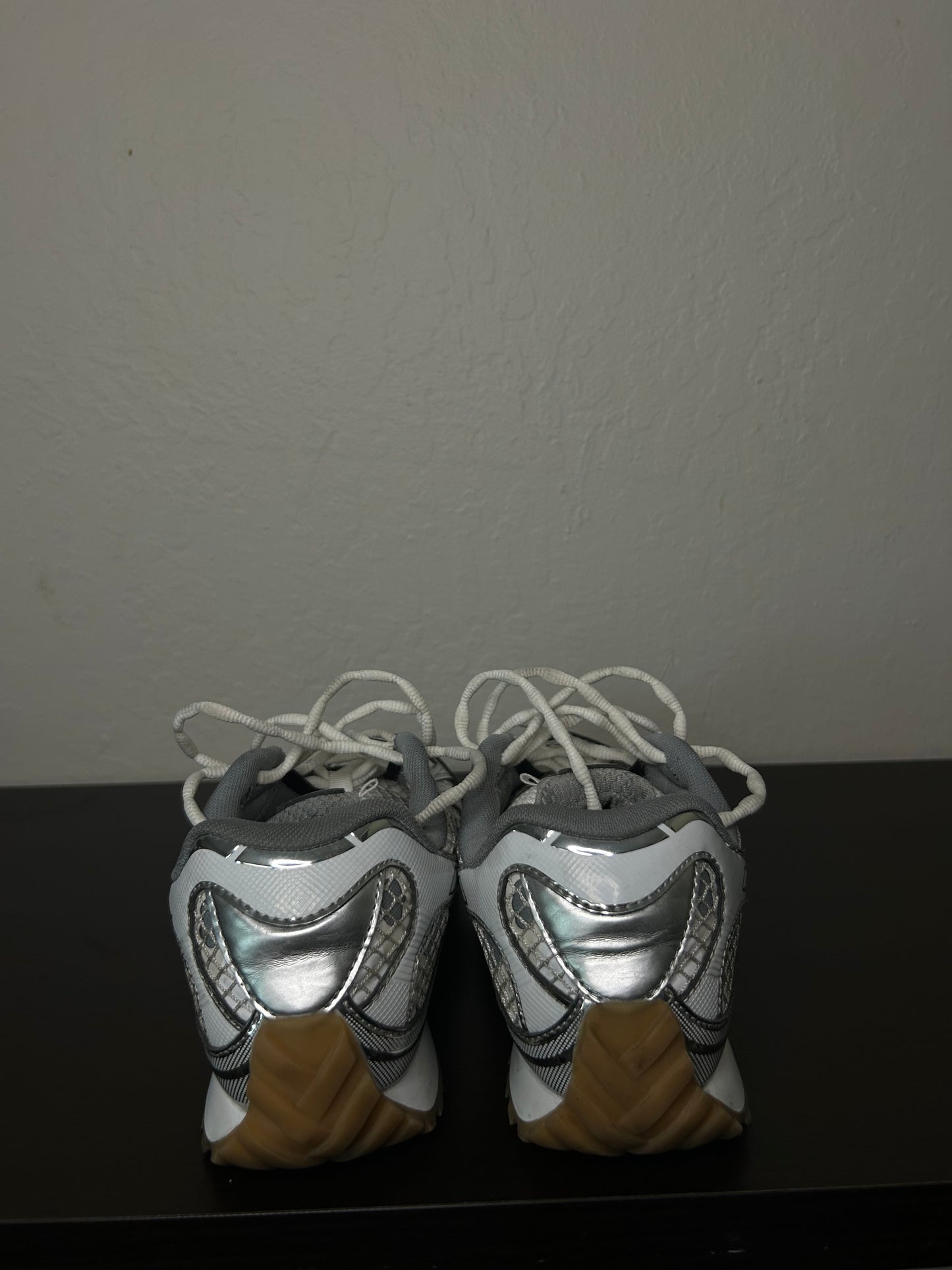 Bottega Veneta White and Silver Orbit Sneaker