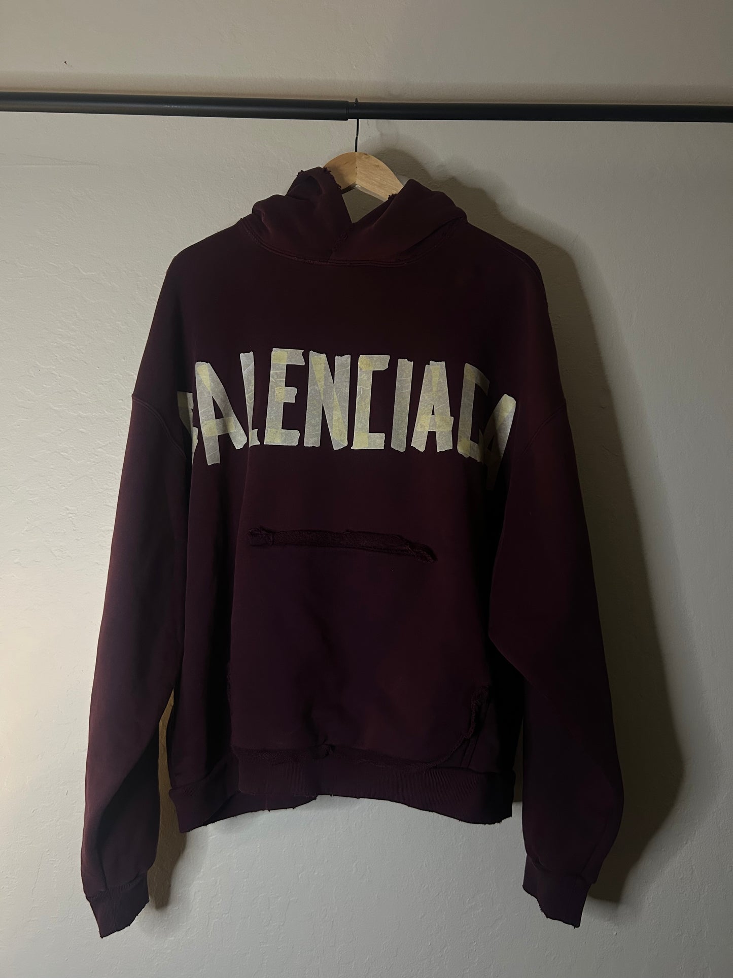 Balenciaga Burgundy Tape Hoodie