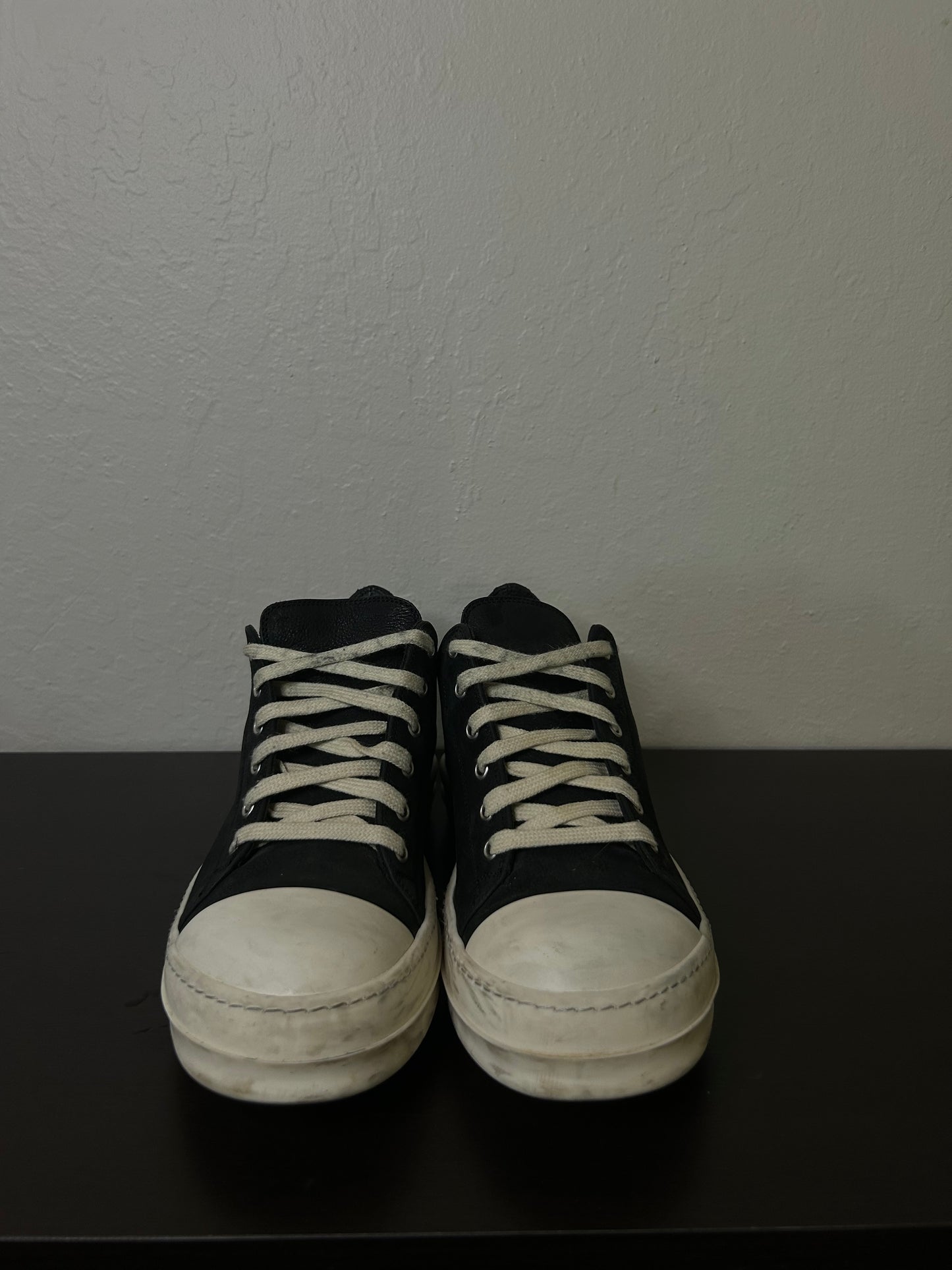 Rick Owens Black Tumbled Leather Ramones
