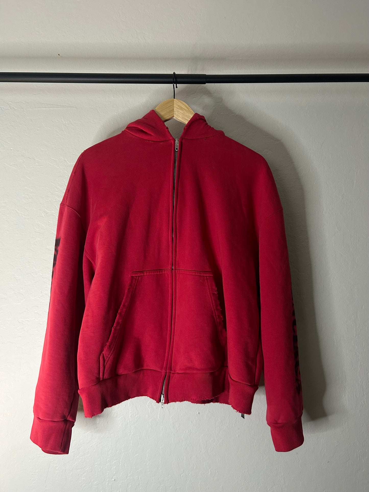 Red Balenciaga Stencil Zip Up
