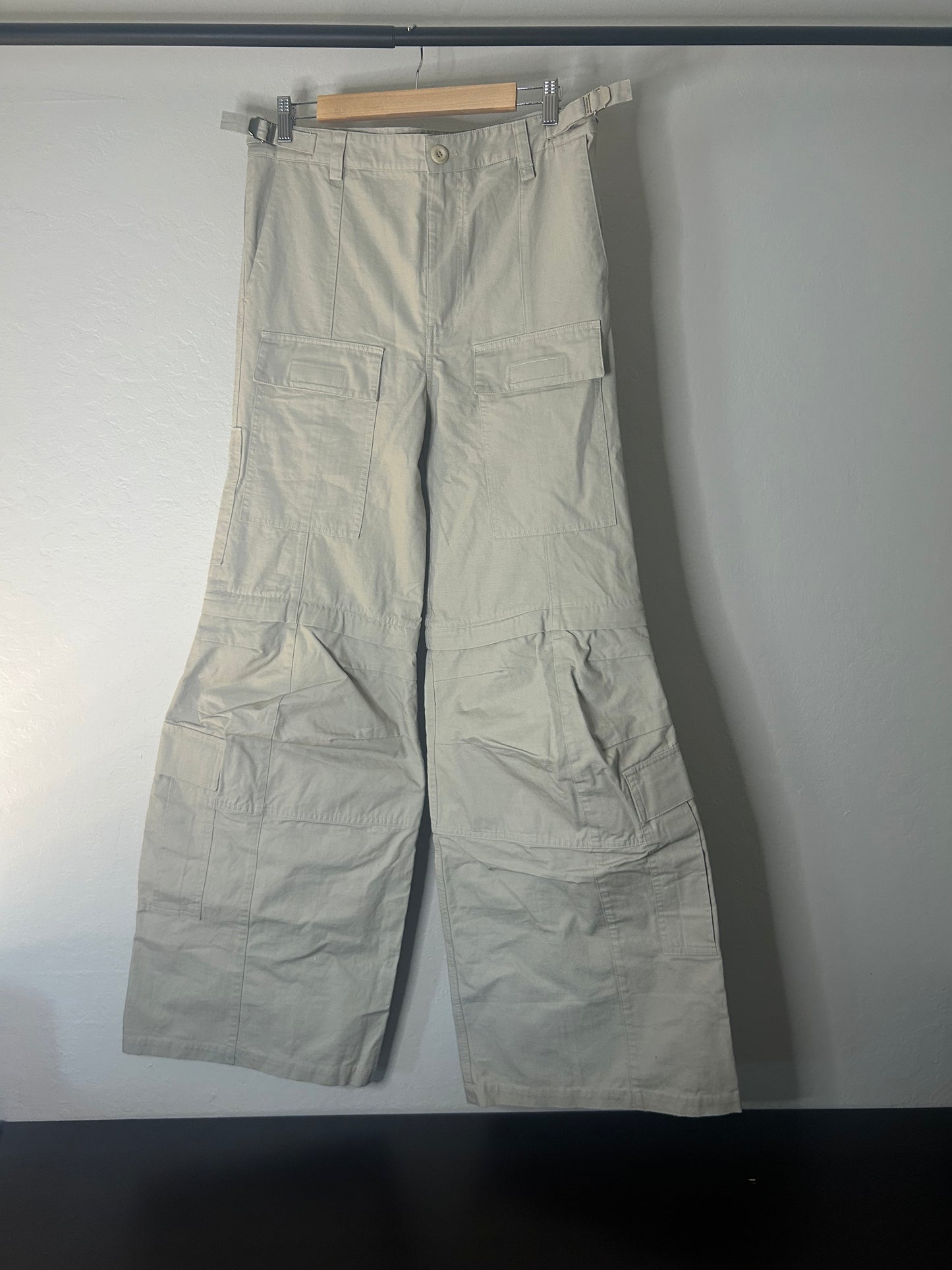 Balenciaga Tan Flared Convertible Cargo Pants