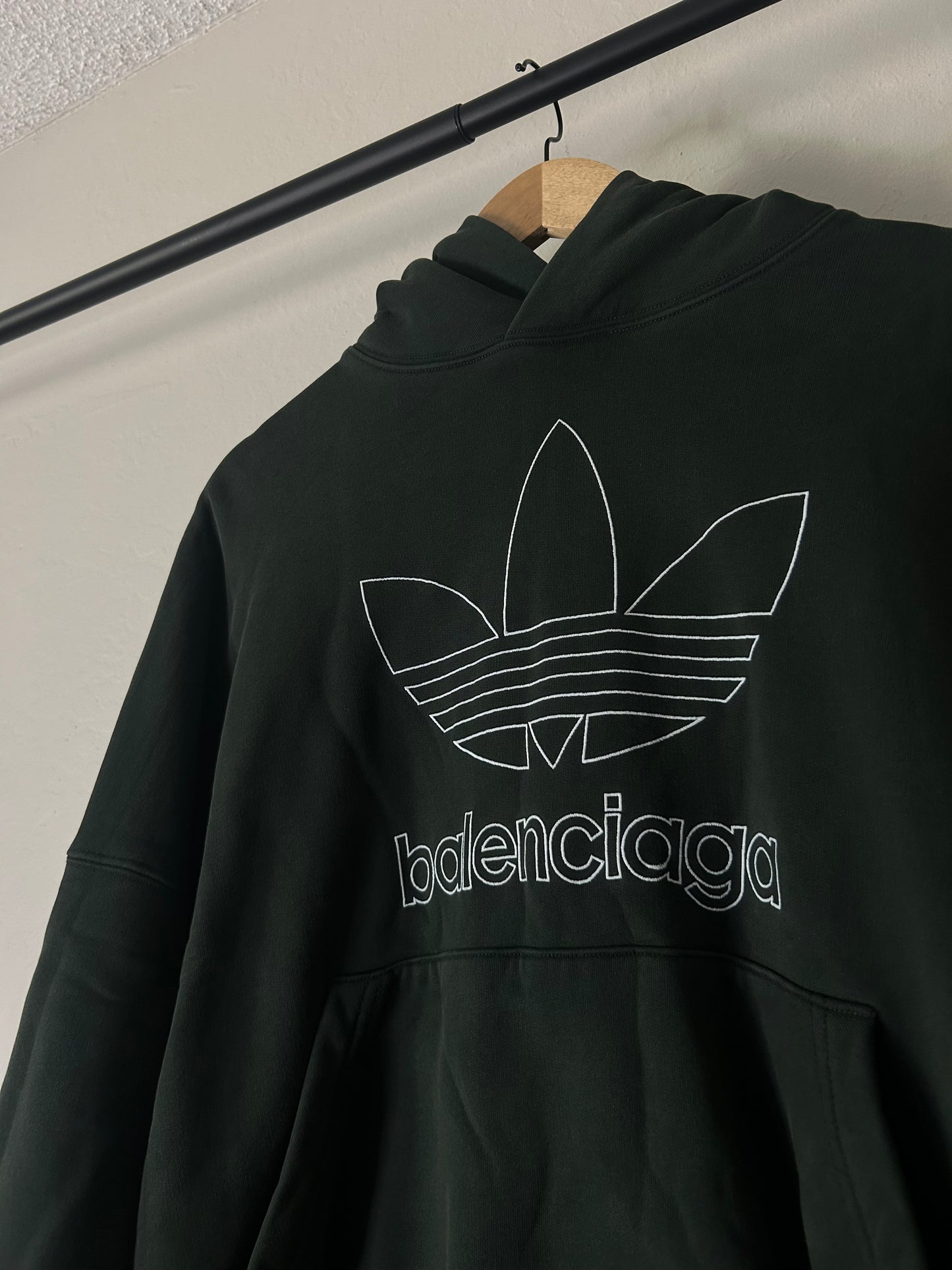 Balenciaga Adidas Green Embroidered Hoodie