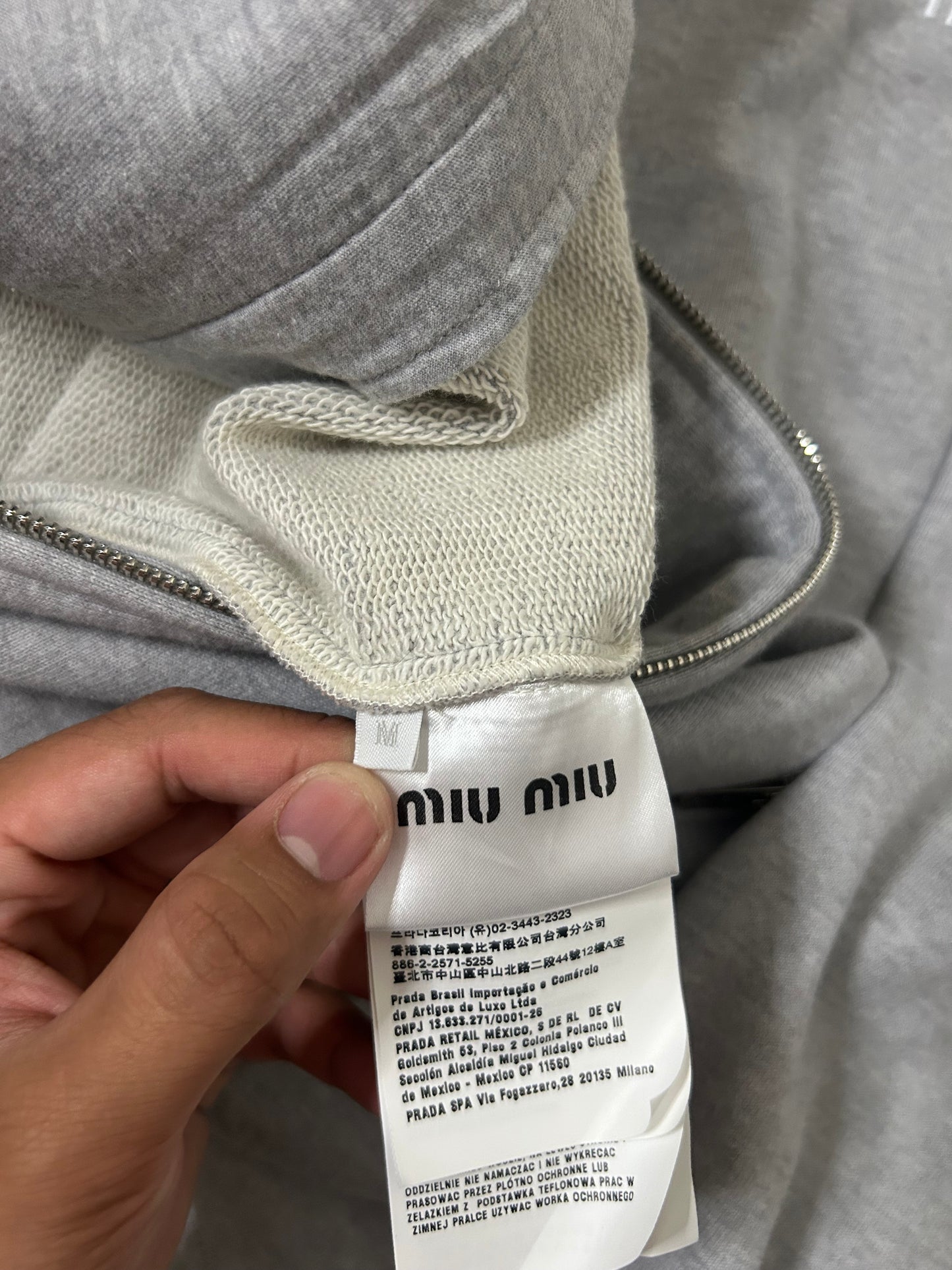 Miu Miu Grey Oversized Bomber Jacket