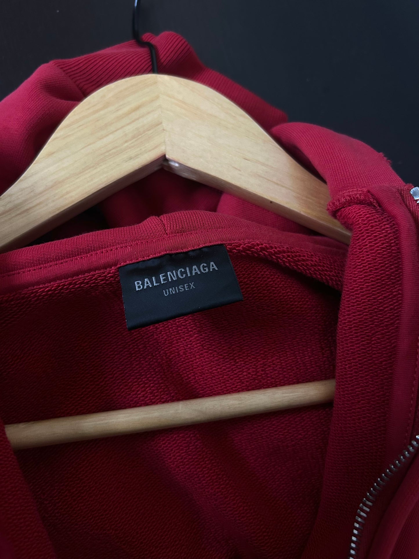 Red Balenciaga Stencil Zip Up