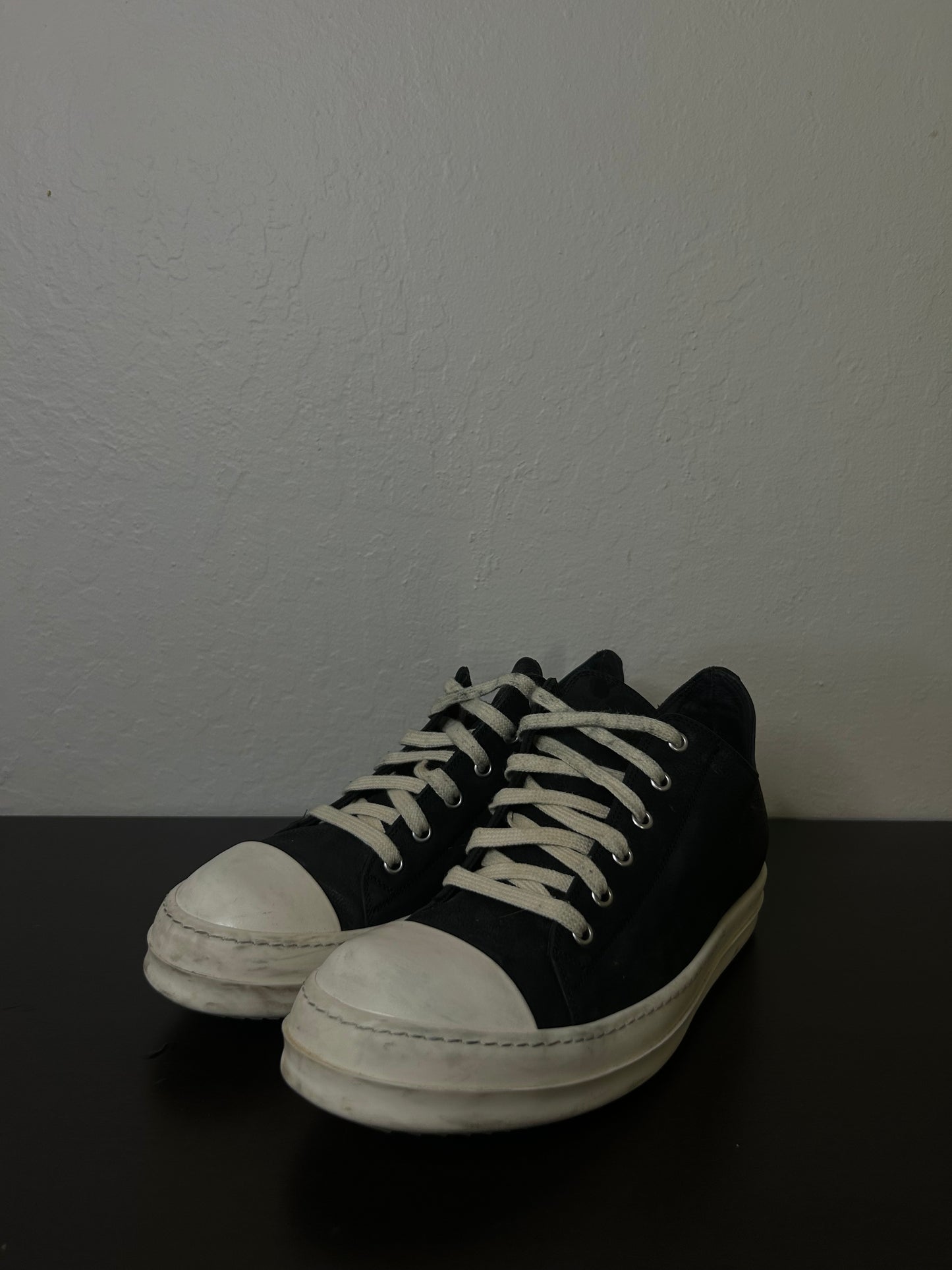 Rick Owens Black Tumbled Leather Ramones