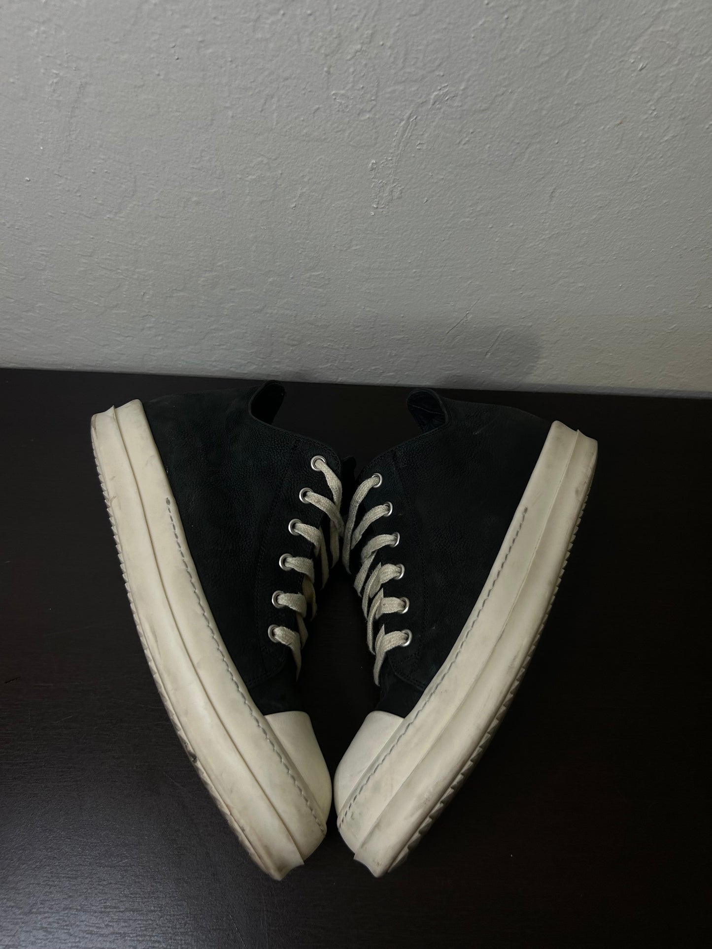 Rick Owens Black Tumbled Leather Ramones