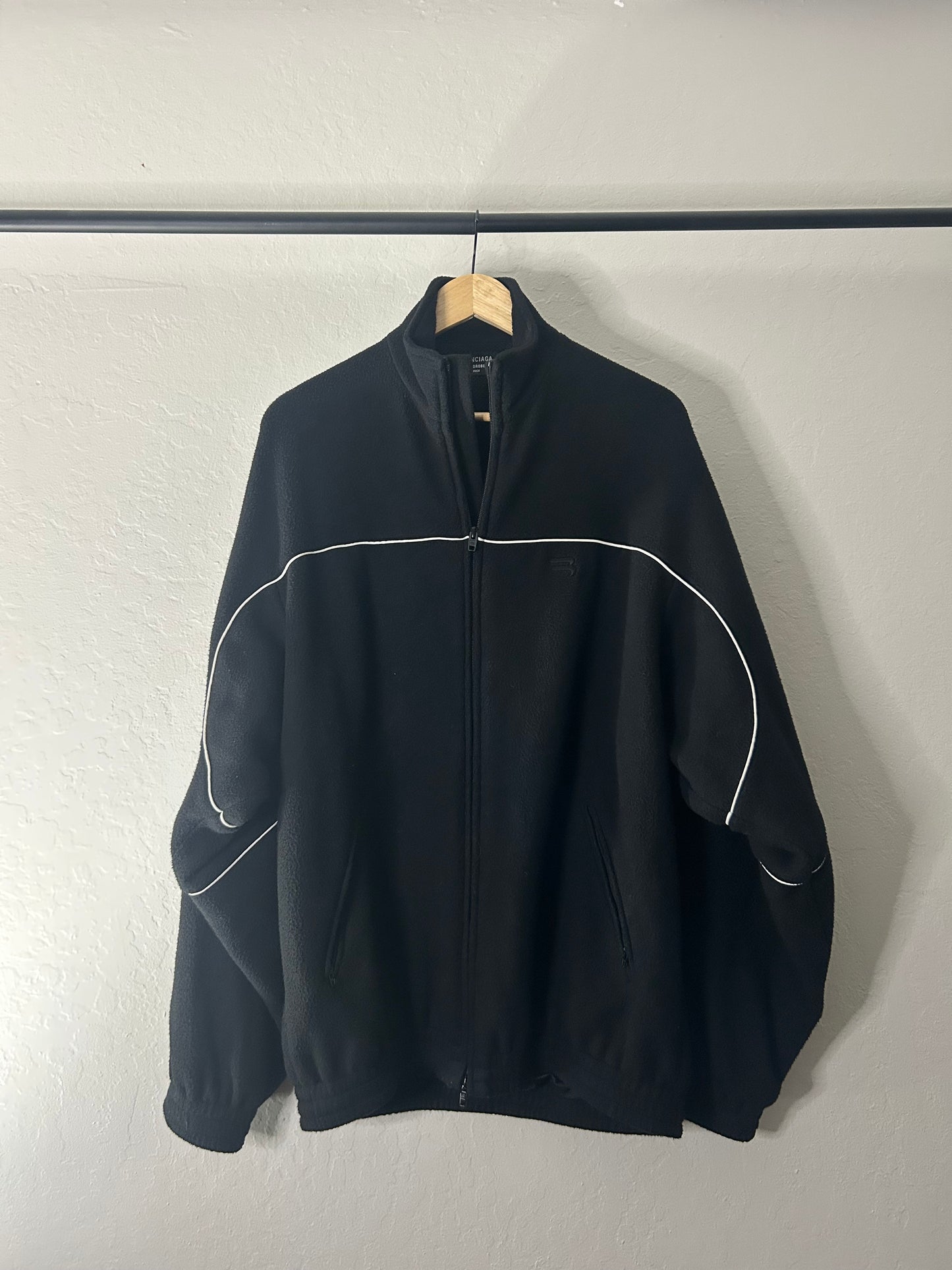 Balenciaga Sporty B Black Striped Fleece Jacket