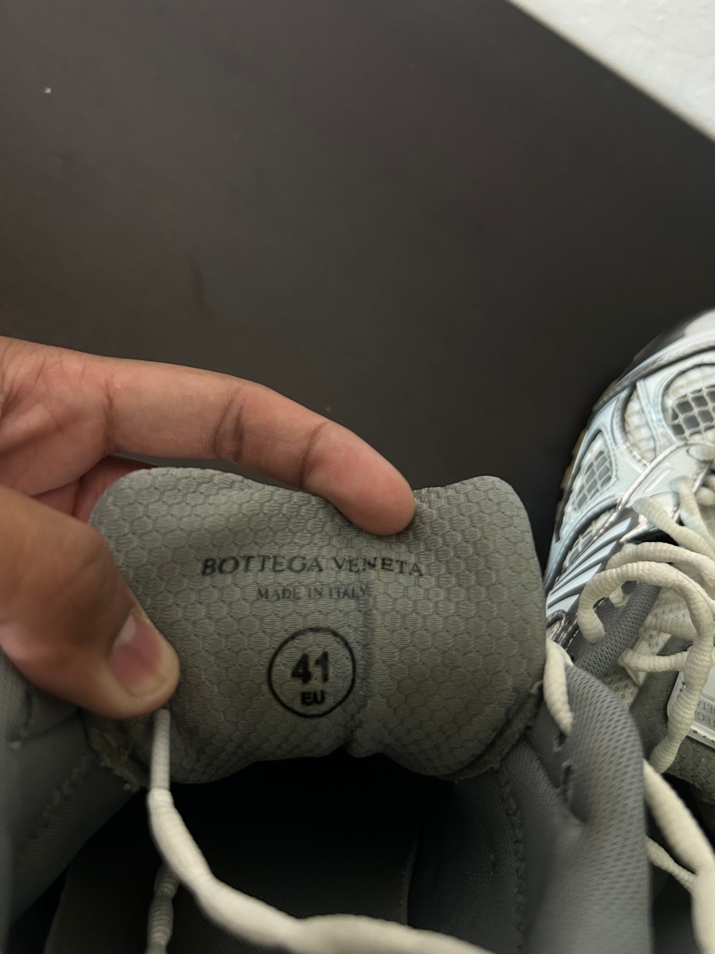 Bottega Veneta White and Silver Orbit Sneaker