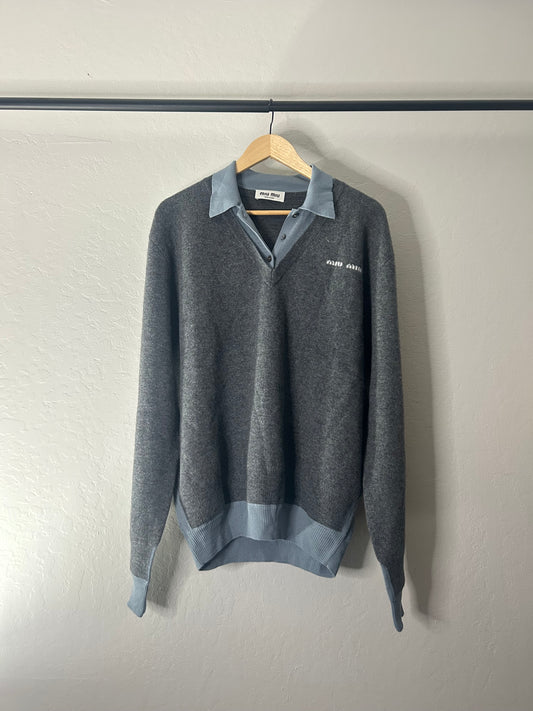 Miu Miu Double Layered Polo Sweater