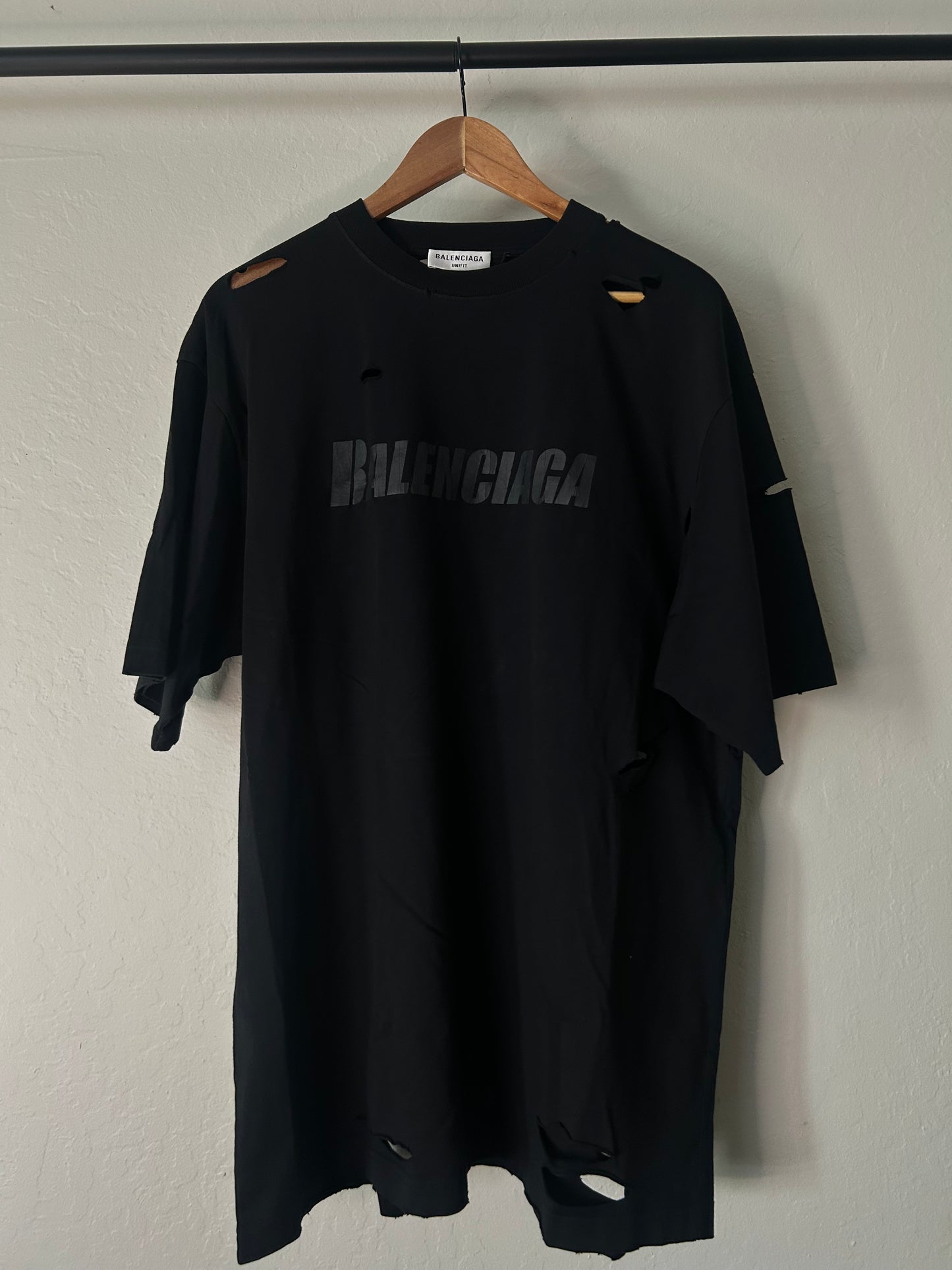 Balenciaga Distressed Black Tee