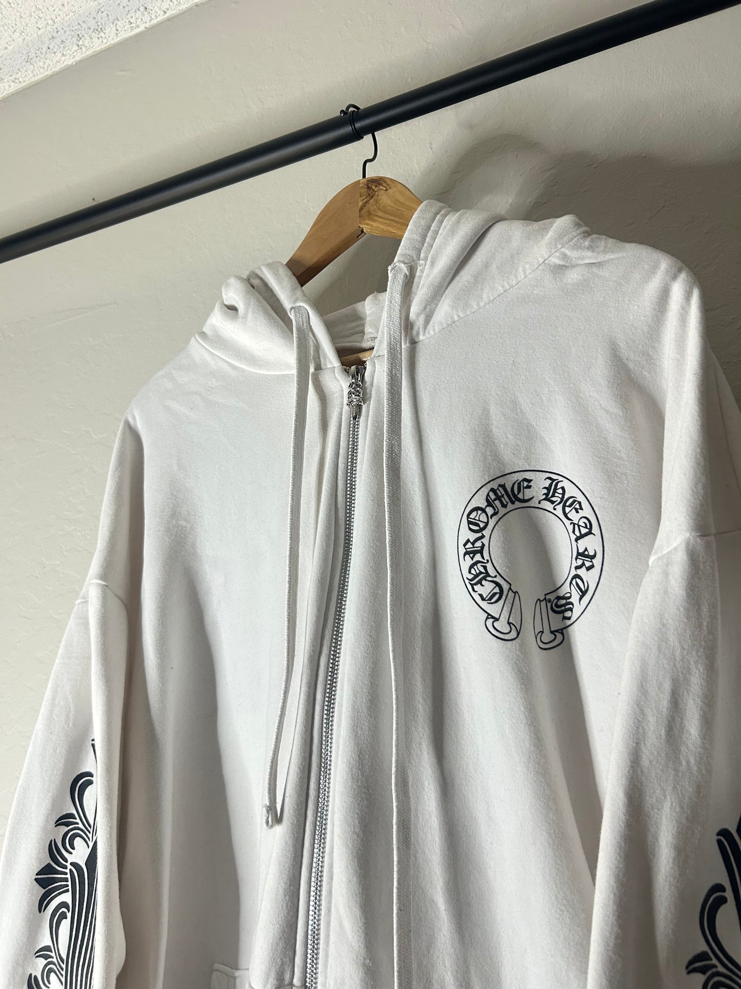 Chrome Hearts White Floral Zip up Hoodie
