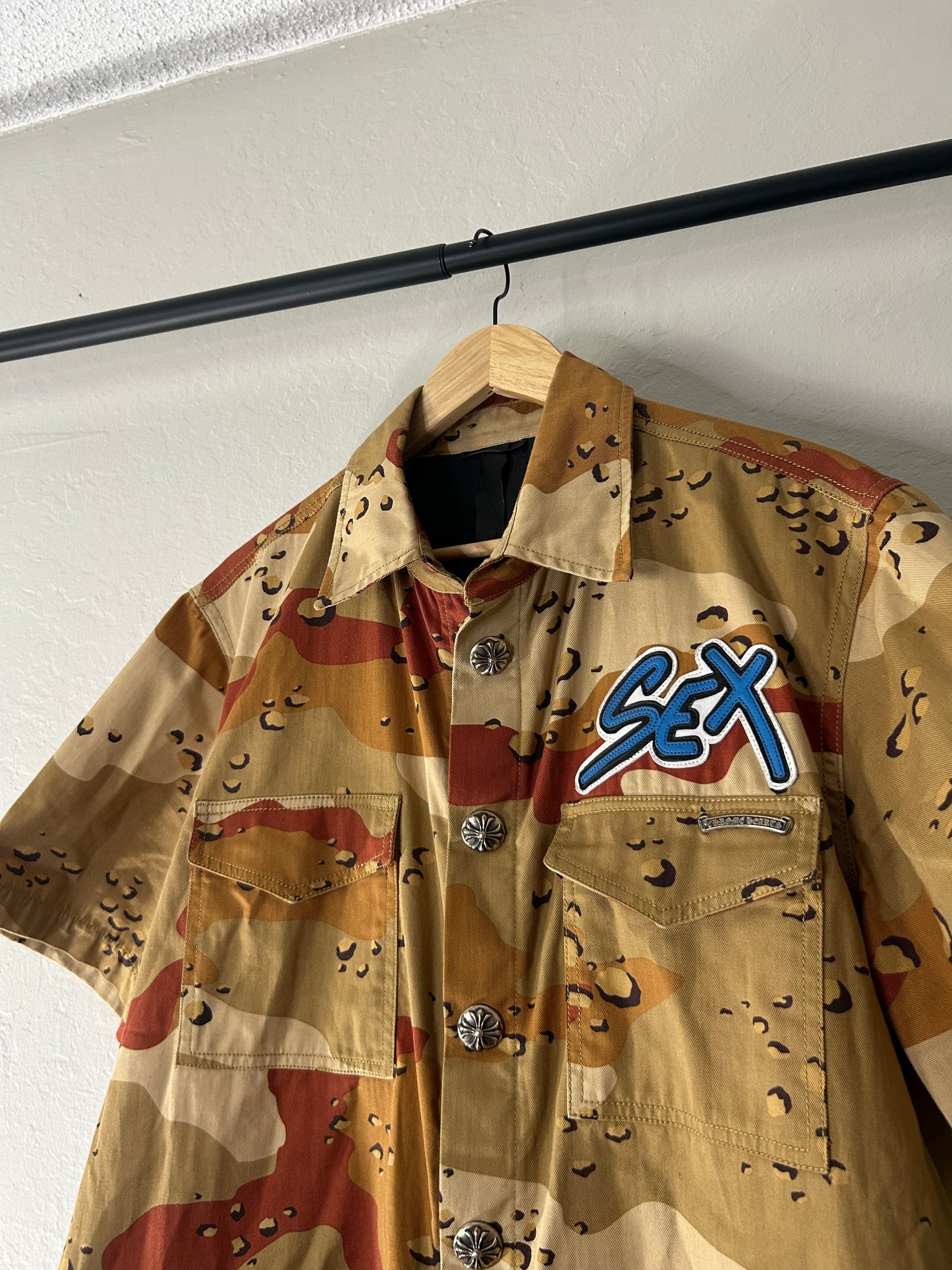 Chrome Hearts Matty Boy Camo Button Up “Sex” Shirt