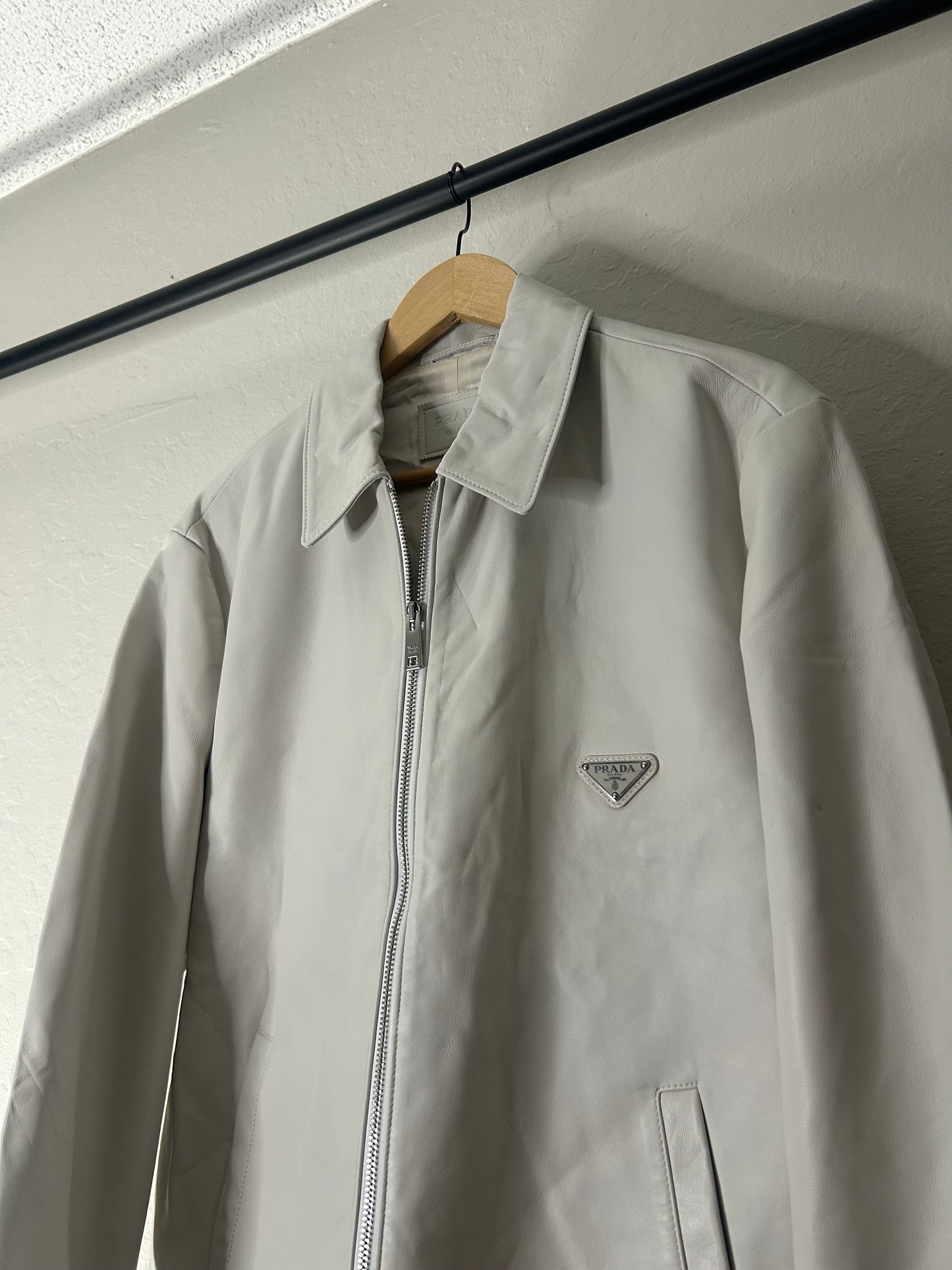 Prada White Leather Work Jacket