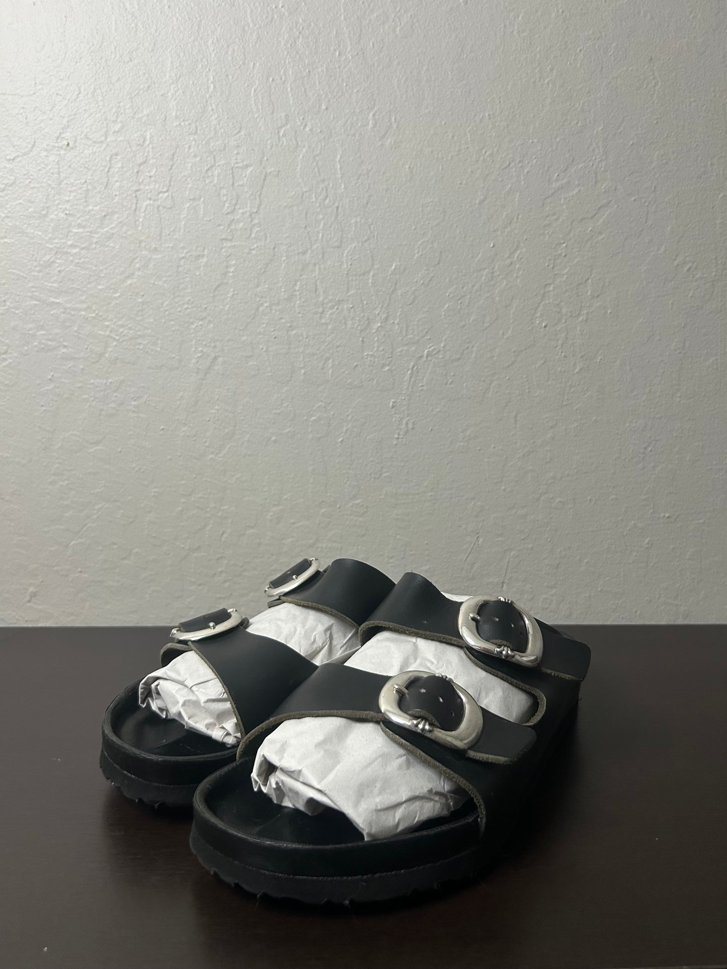 Chrome Hearts Black Leather Birkenstock Arizona Sandal