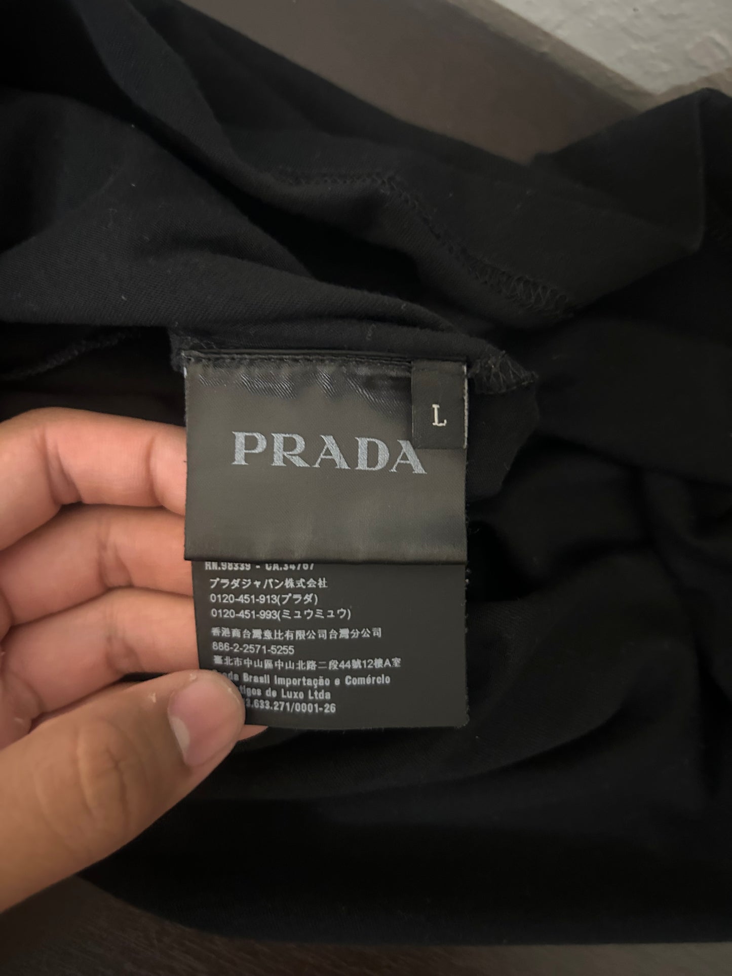 Prada Milano Black Embroidered Tee