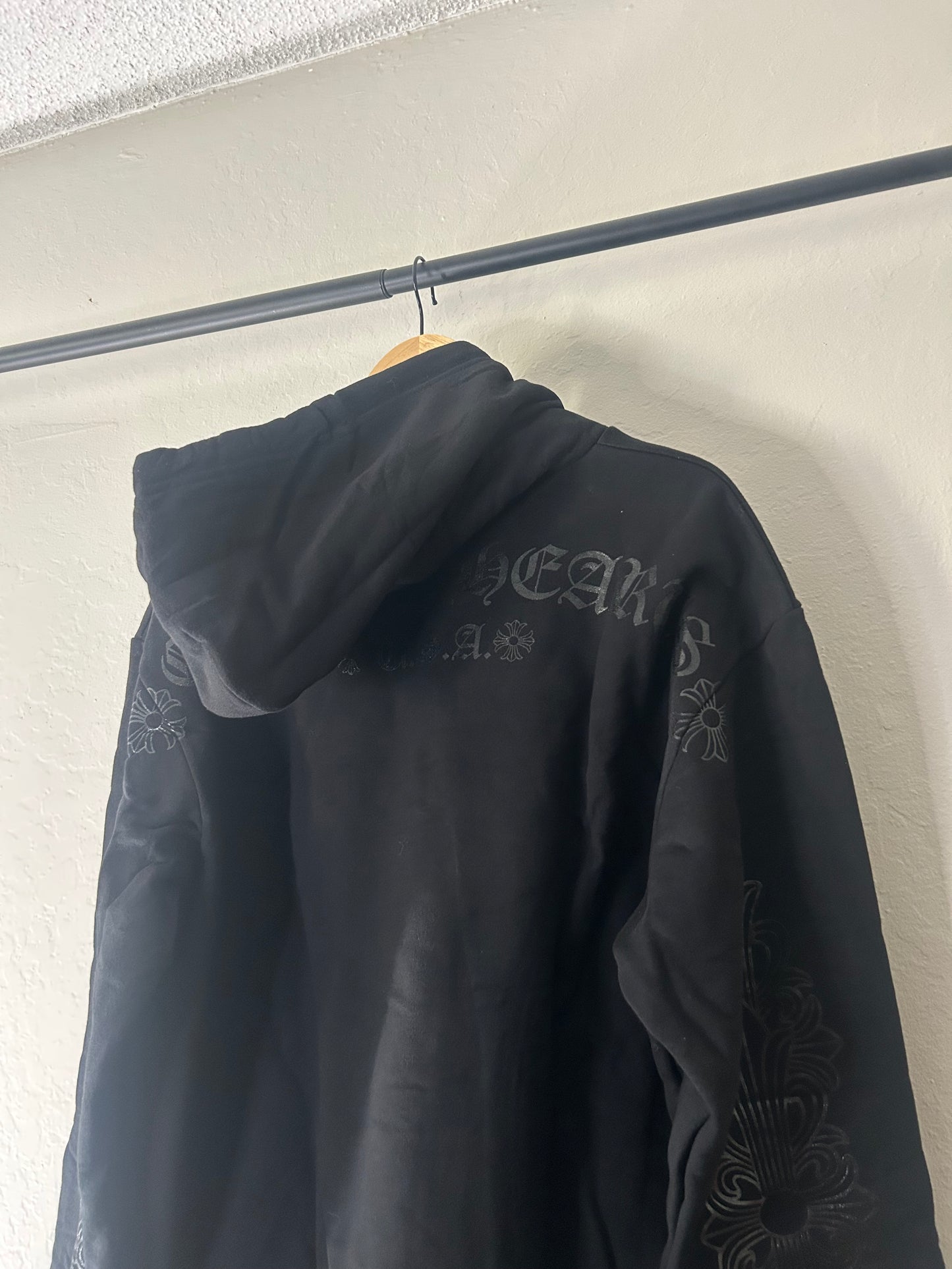 Chrome Hearts F&F Black on Black Floral Hoodie