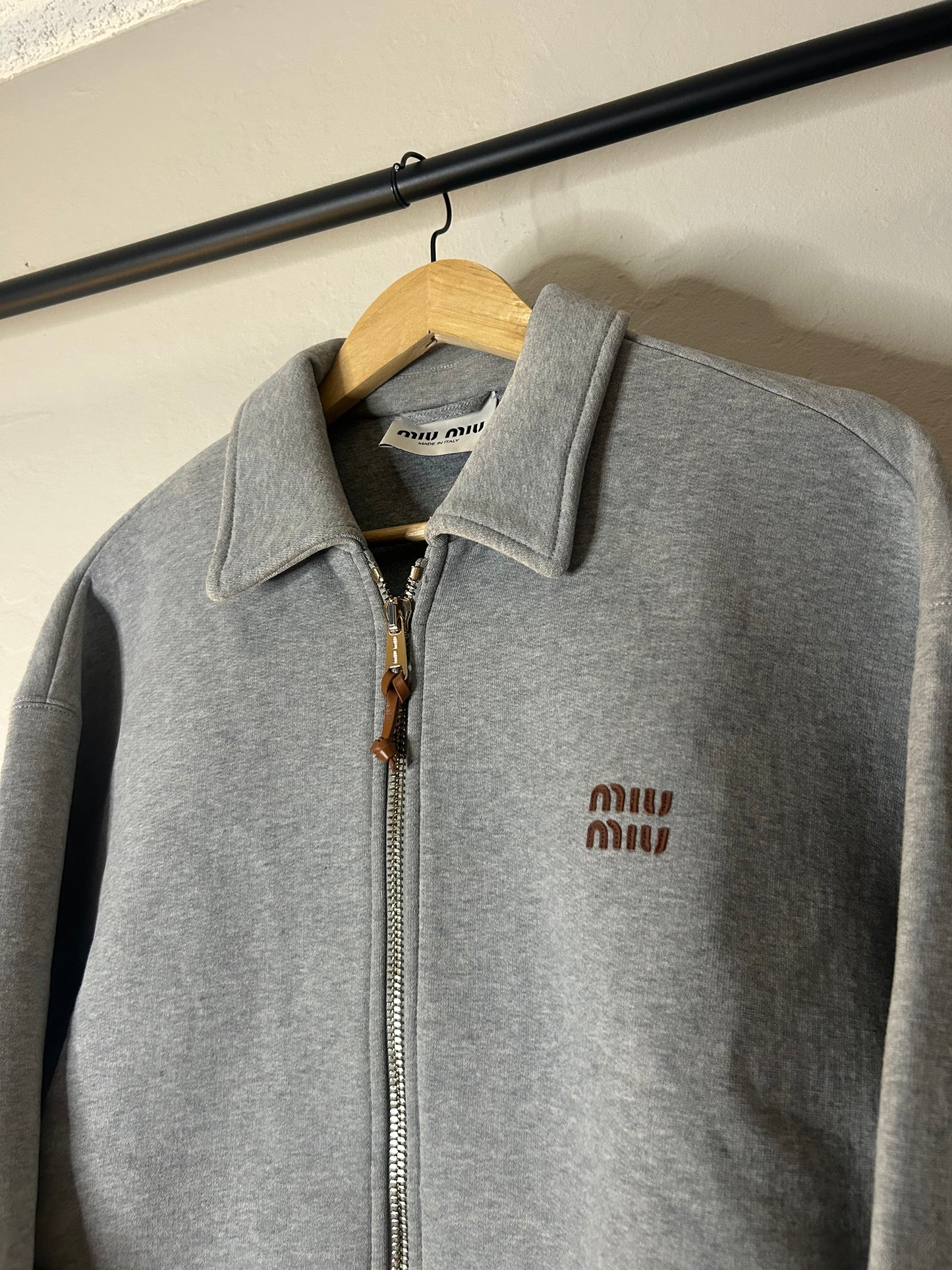 Miu Miu Grey Blouson Pleated Jacket
