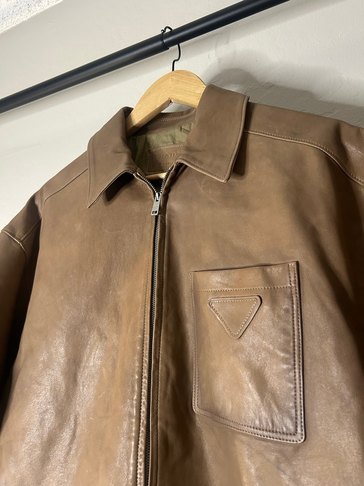 Prada Brown Nappa Leather Shirt