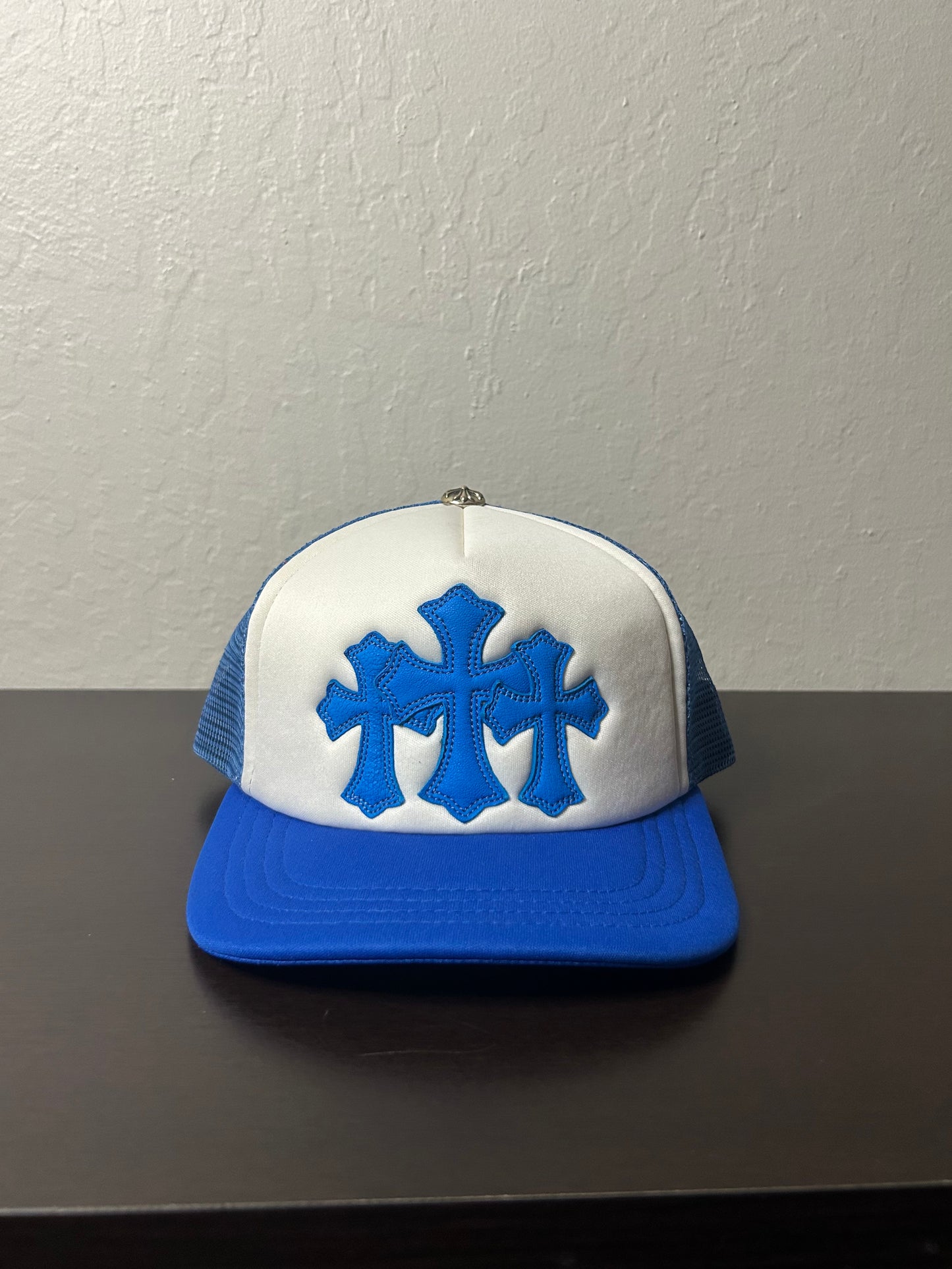 Chrome Hearts Blue Cemetery Trucker Hat
