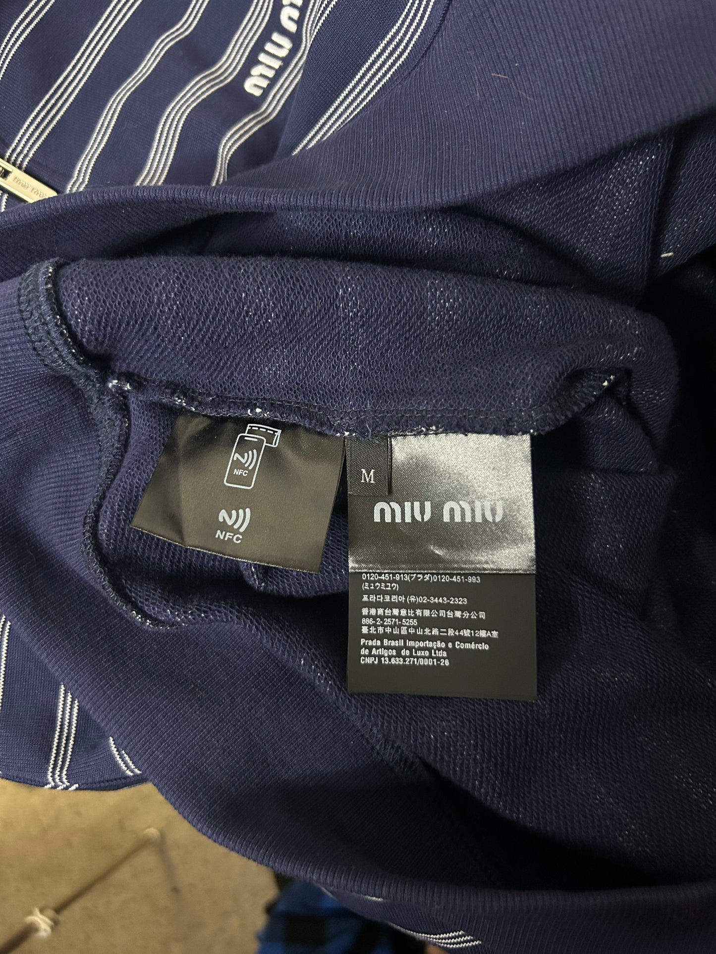 Miu Miu Navy Striped Quarter Zip