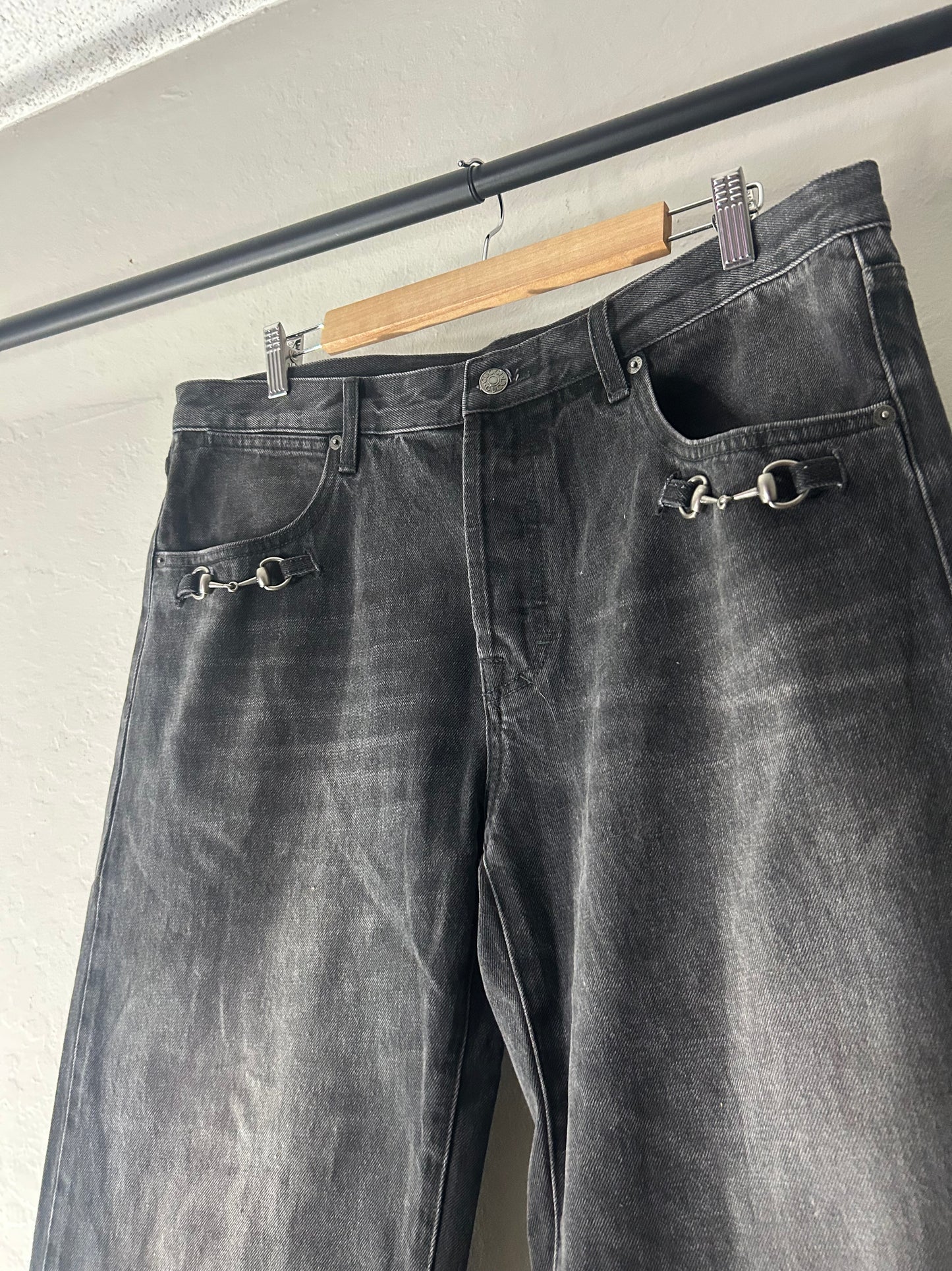 Gucci Grey Horsebit Jeans