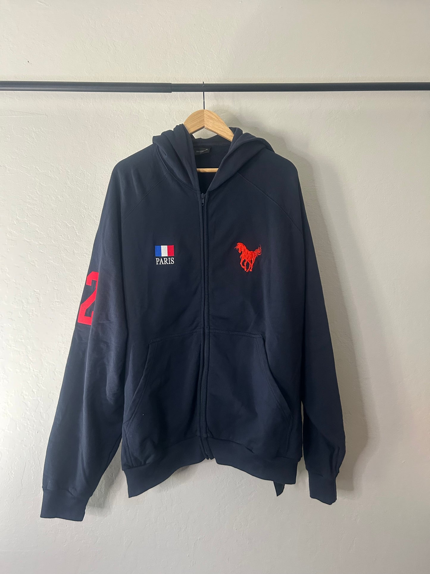 Balenciaga Navy Paris Polo Zip