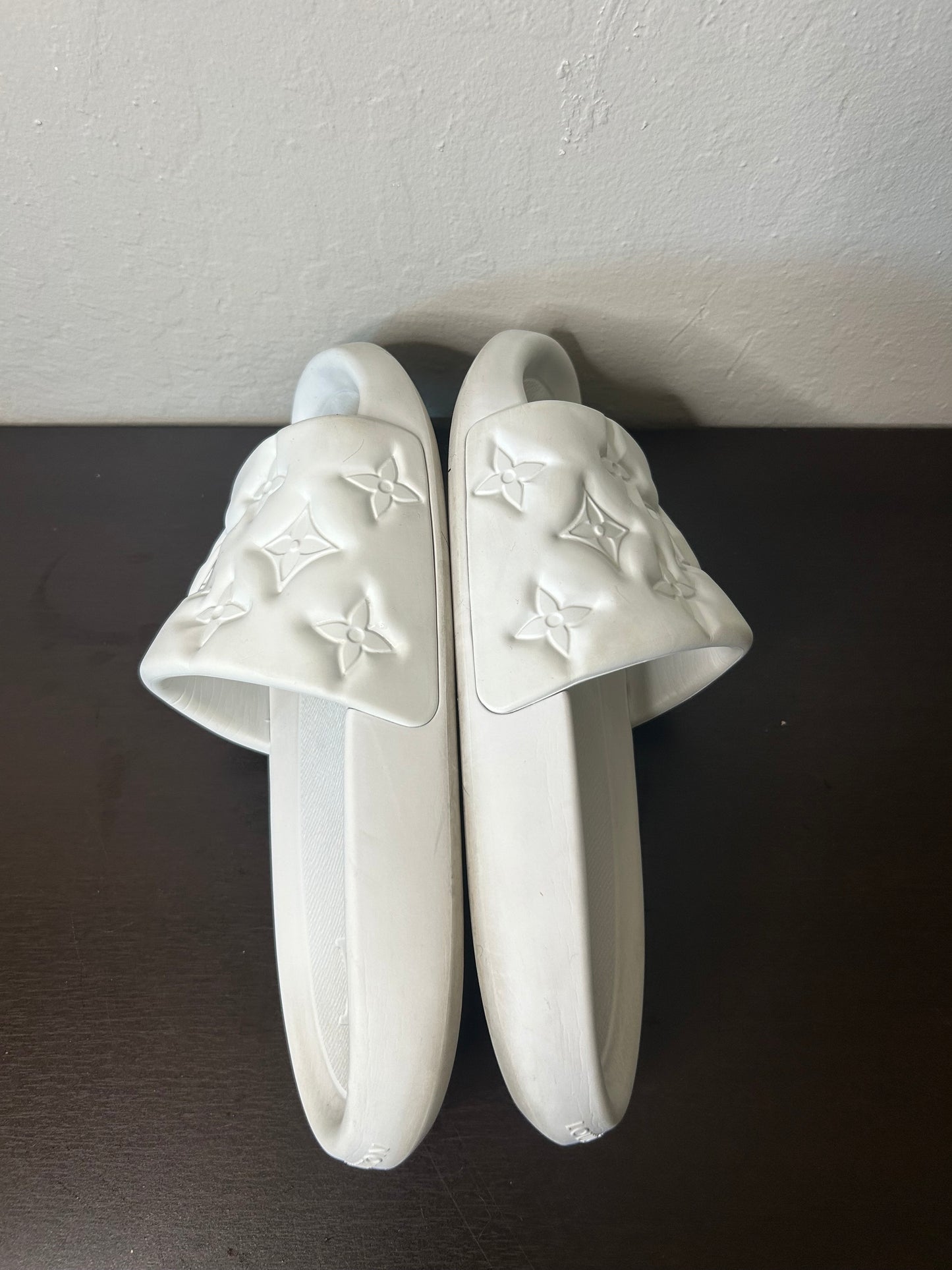 Louis Vuitton White Monogram Pool Slides
