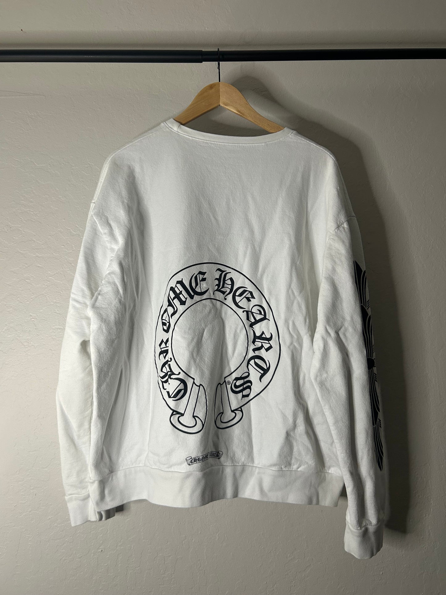 Chrome Hearts White Floral Horseshoe Crewneck