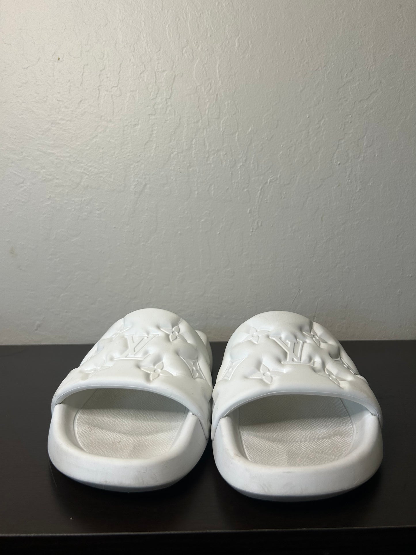 Louis Vuitton White Monogram Pool Slides