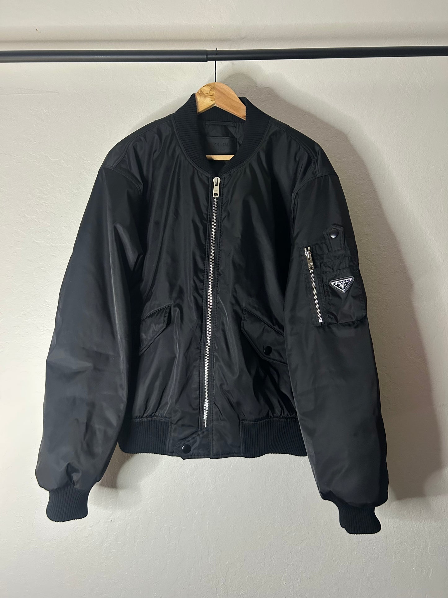 Prada Black Triangle Nyon Bomber
