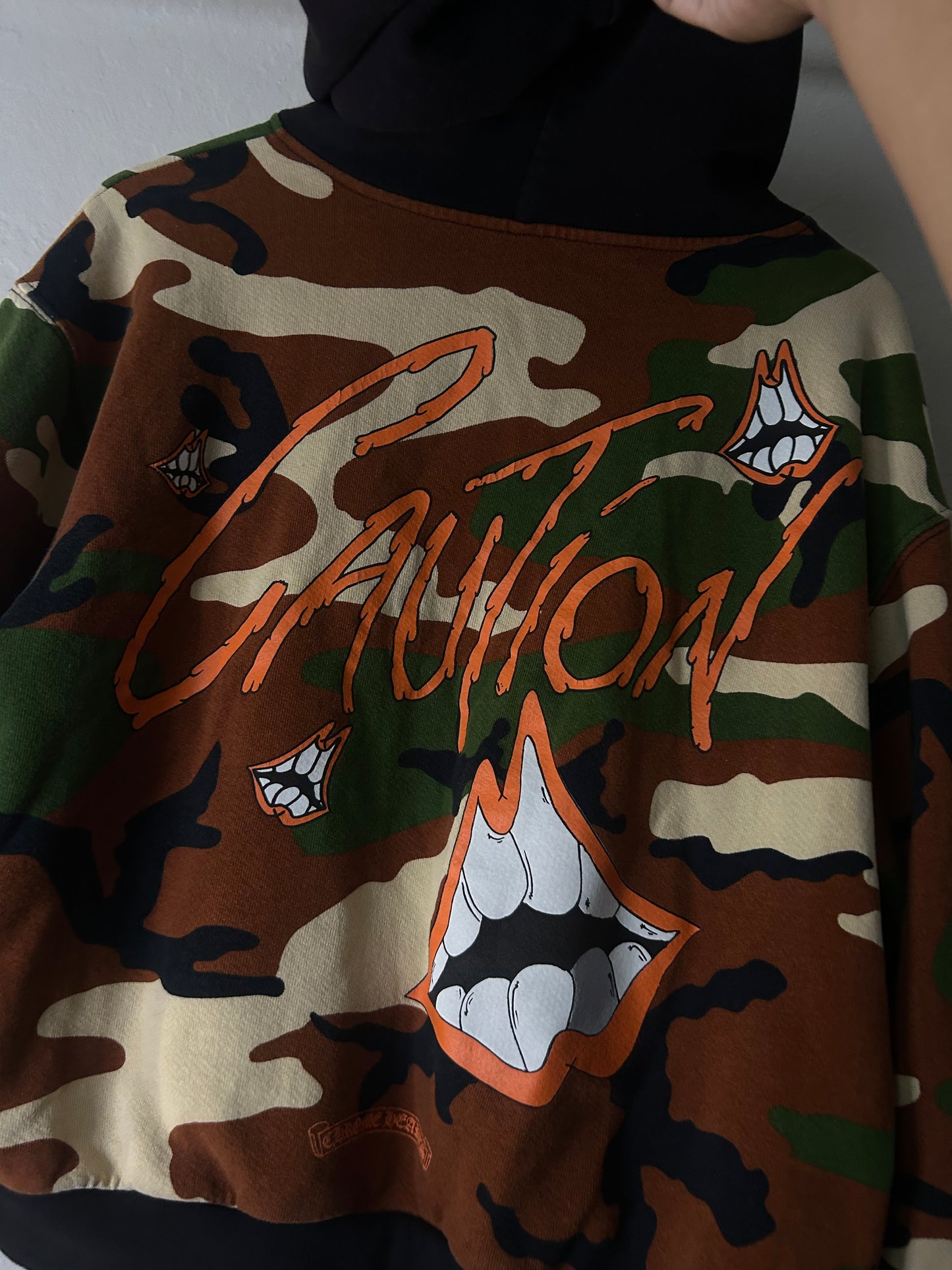 Chrome Hearts Matty Boy Caution  Camo Zip Up Hoodie