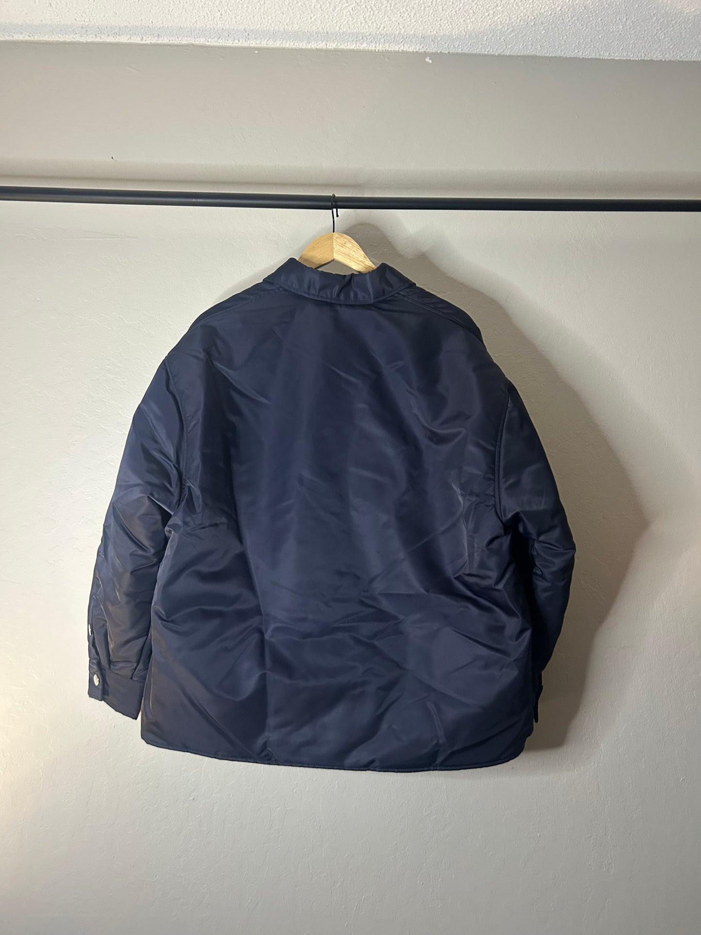 Prada Navy Flannel Lined Blouson Jacket