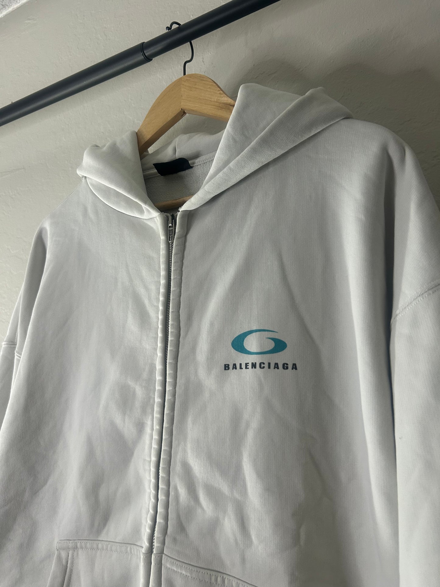 Balenciaga White Loop Logo Hoodie