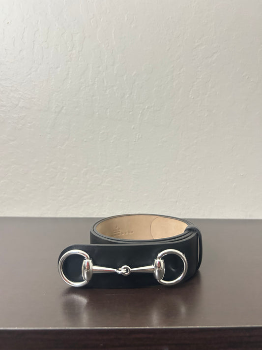 Gucci Horsebit Black Leather Belt