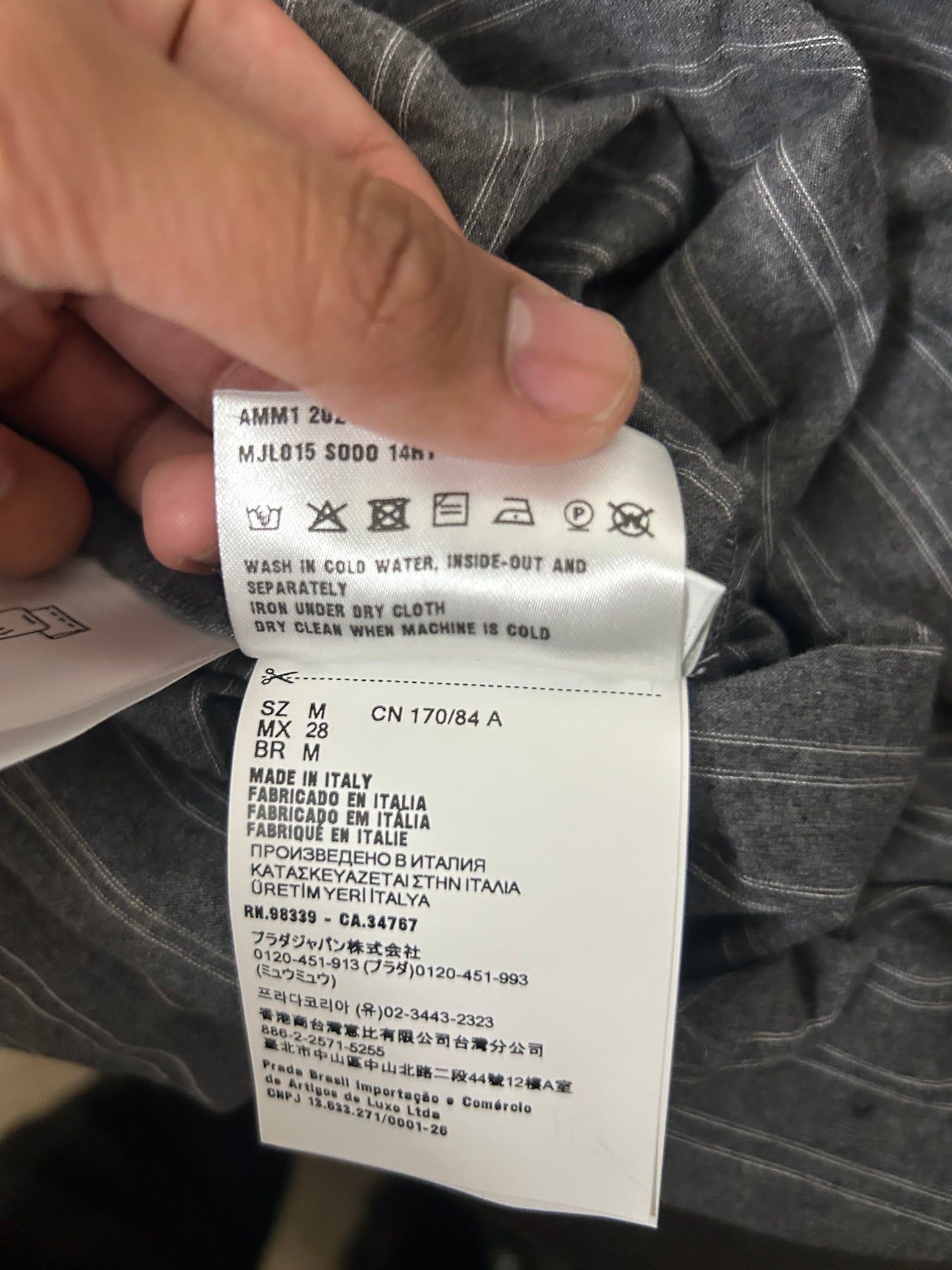 Miu Miu Grey Striped Polo Longsleeve