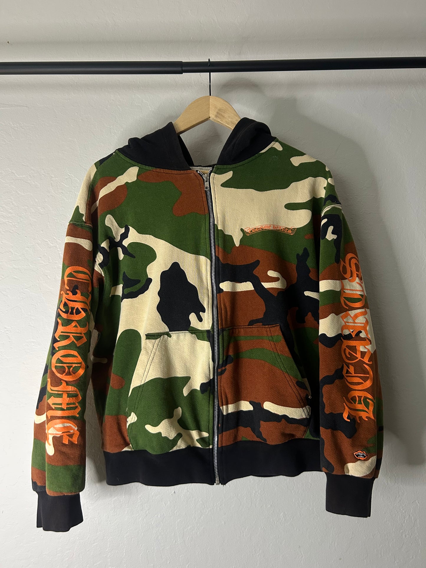 Chrome Hearts Matty Boy Caution  Camo Zip Up Hoodie