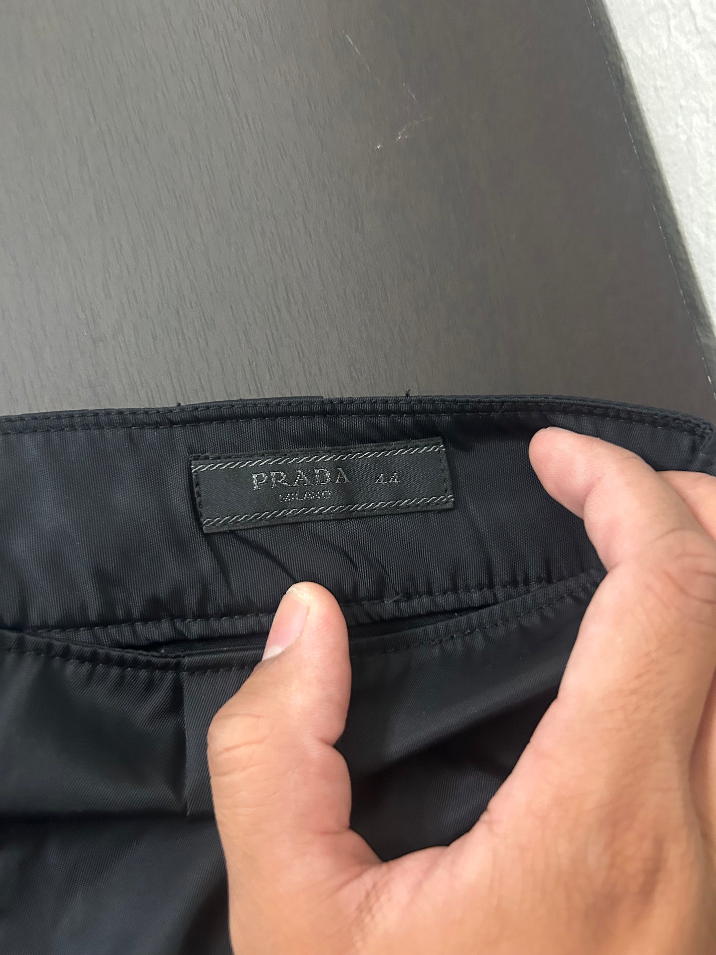 Prada Nylon Triangle Long Shorts