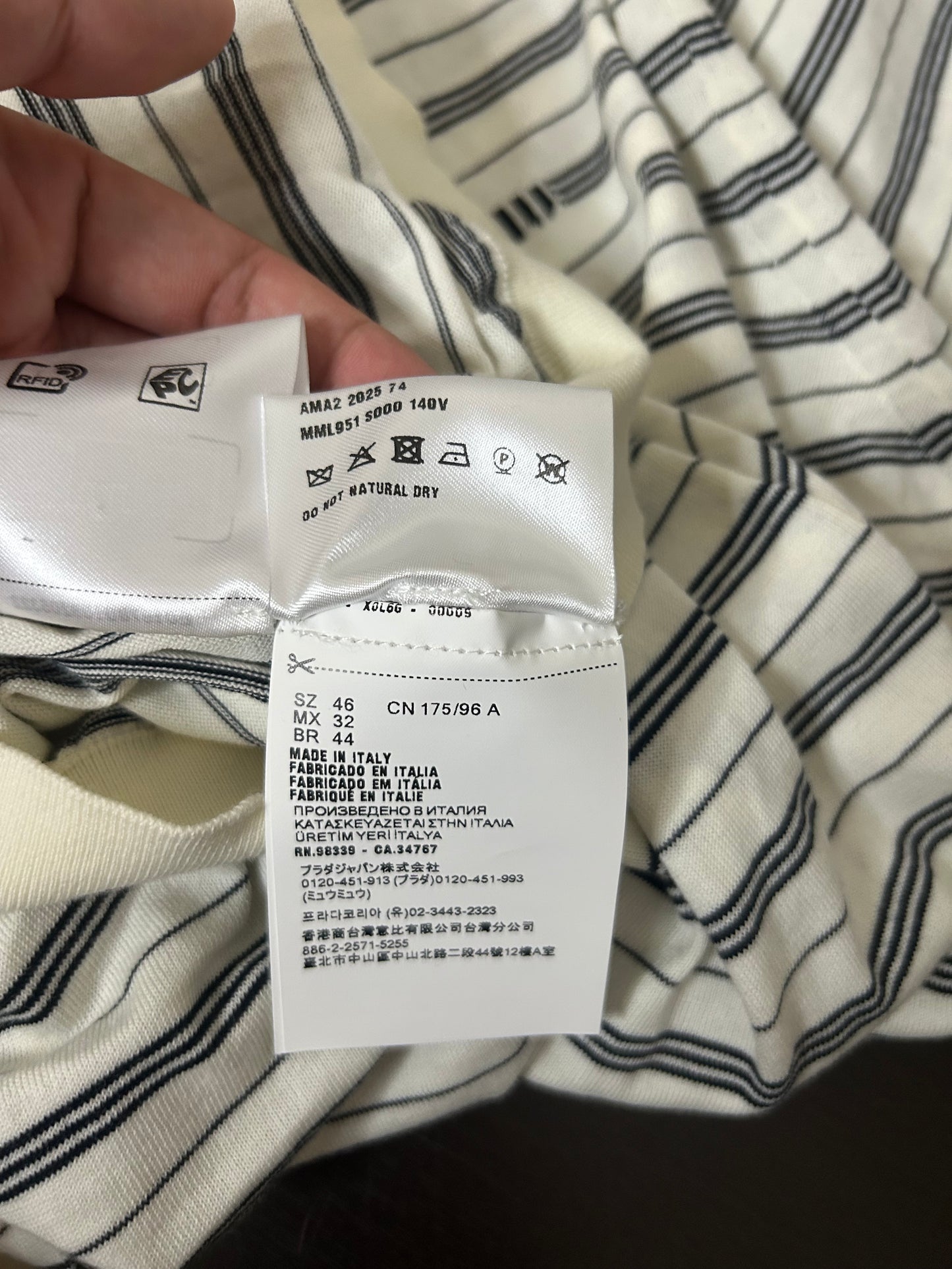 Miu Miu White Striped Polo Longsleeve