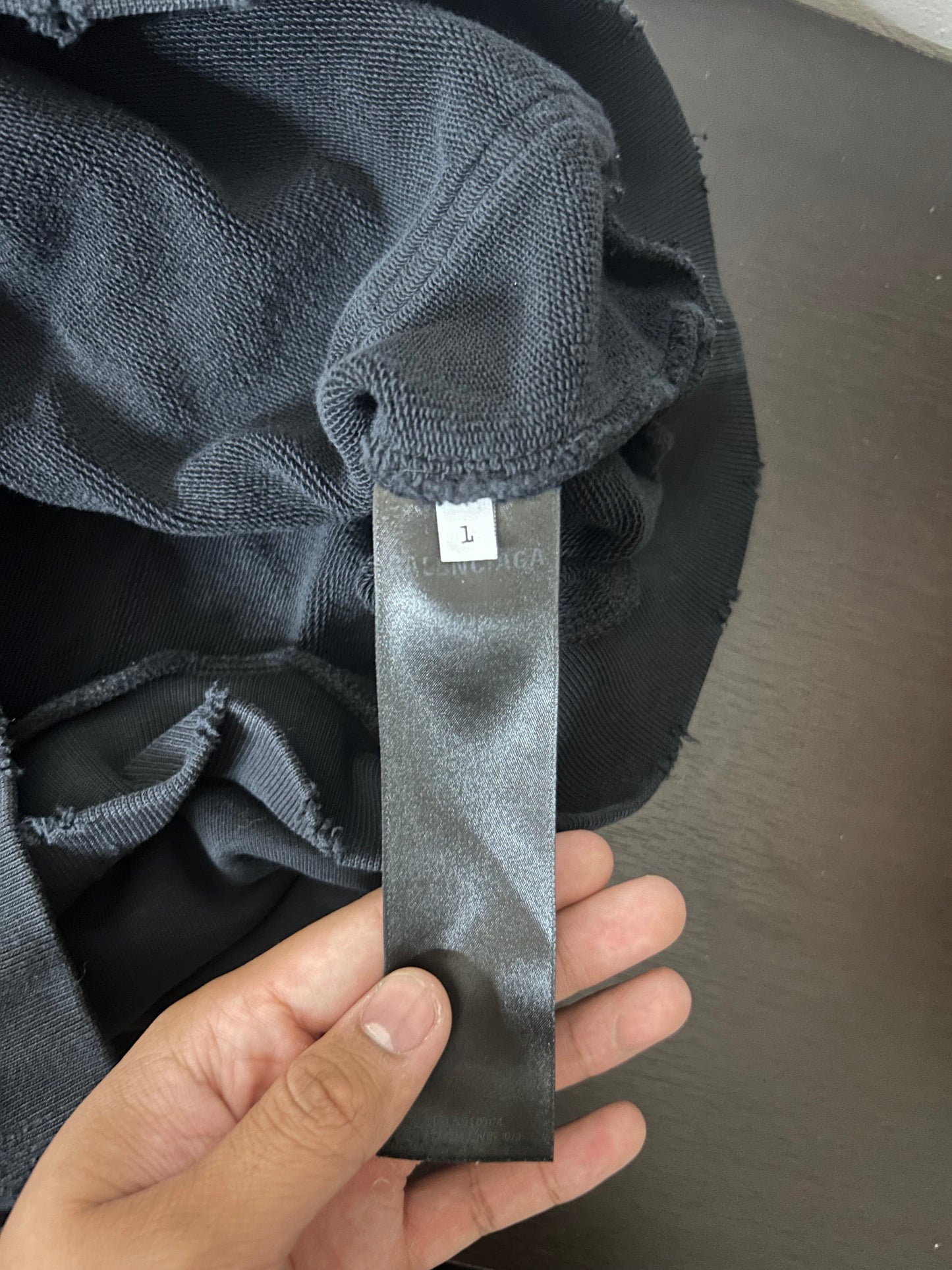 Balenciaga Black and Silver Tape Logo Hoodie