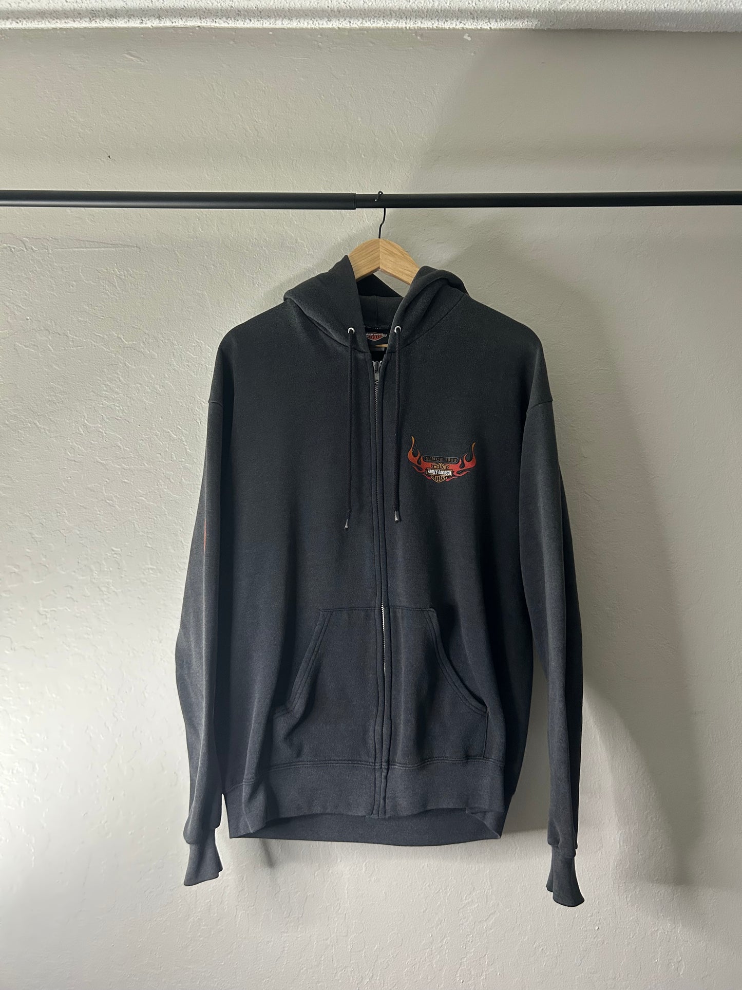 Vintage Harley Davidson Dudley Perkins Flame Zip up Hoodie