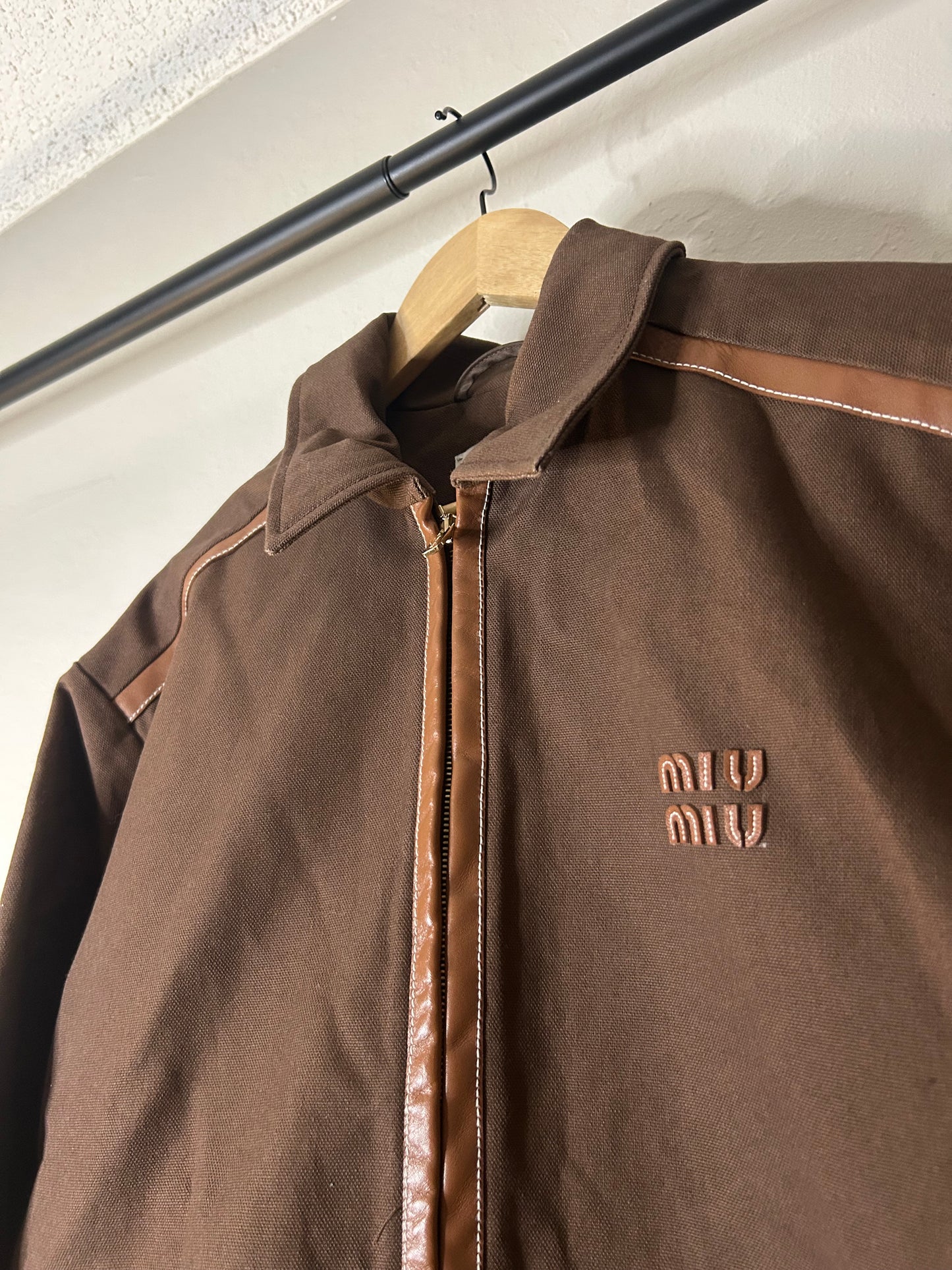Miu Miu Brown Patchwork Work Jacket