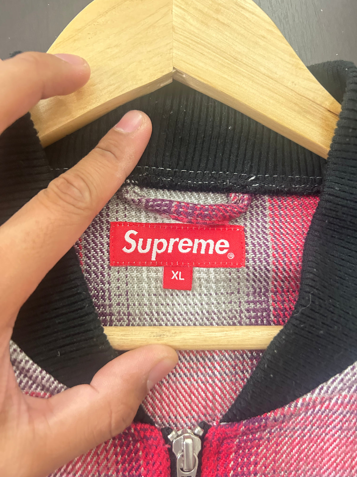 Supreme Plaid Embroidered Bomber