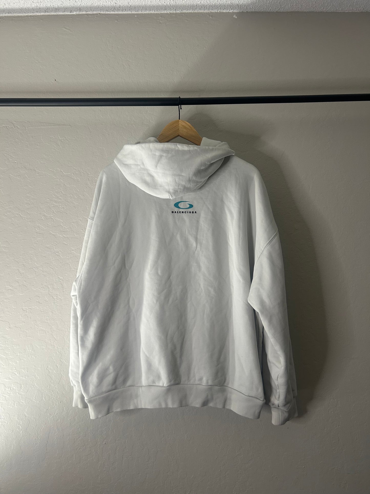 Balenciaga White Loop Logo Hoodie