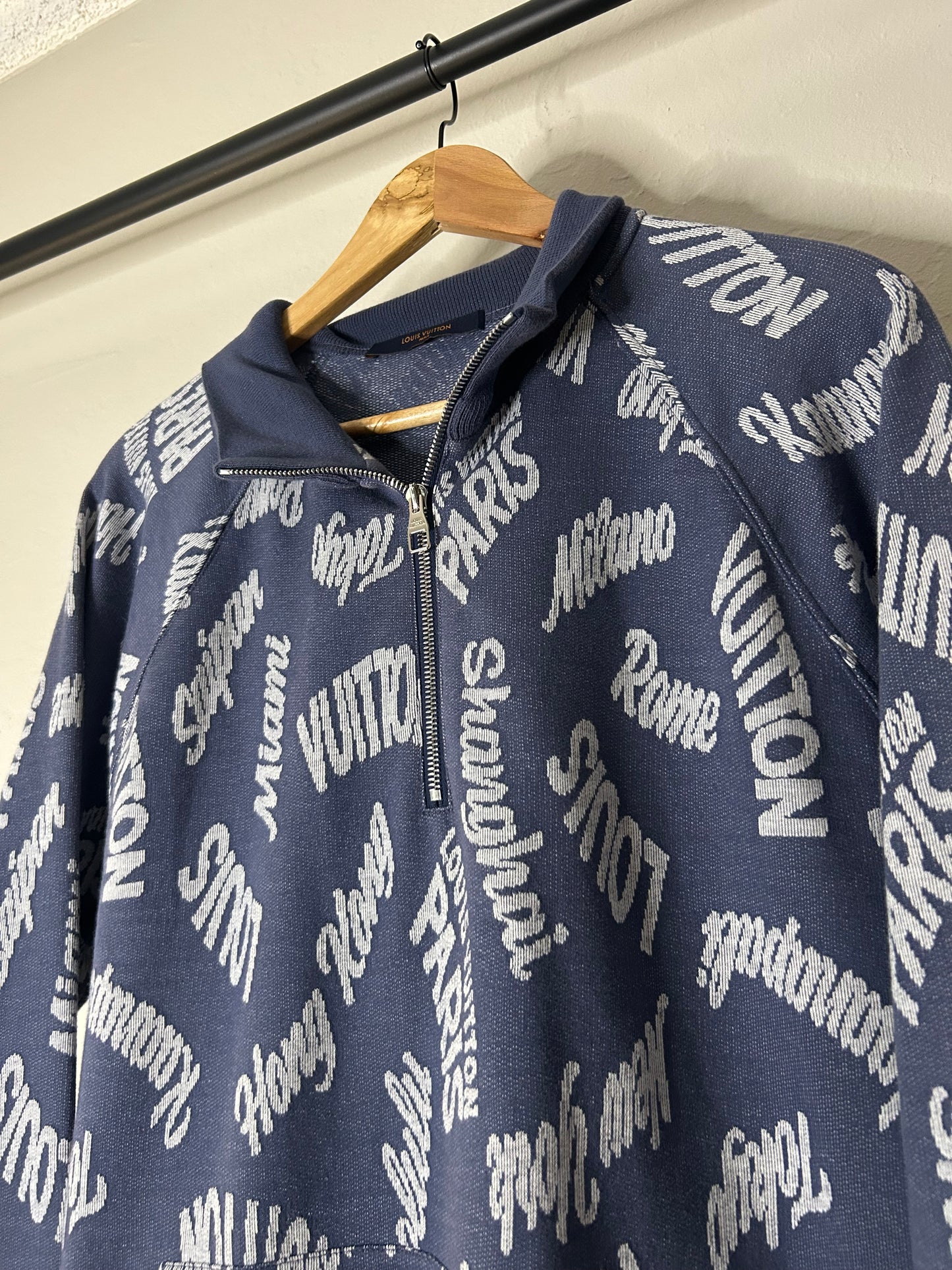 Louis Vuitton Blue Cities Knit Quarter Zip