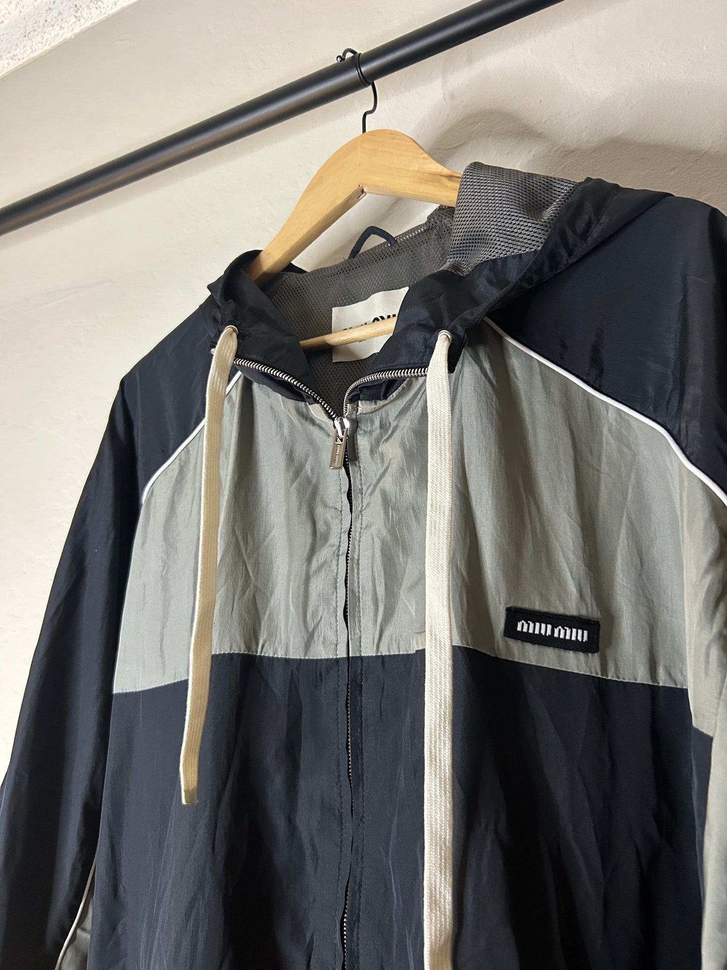 Miu Miu Navy Striped Wind Breaker