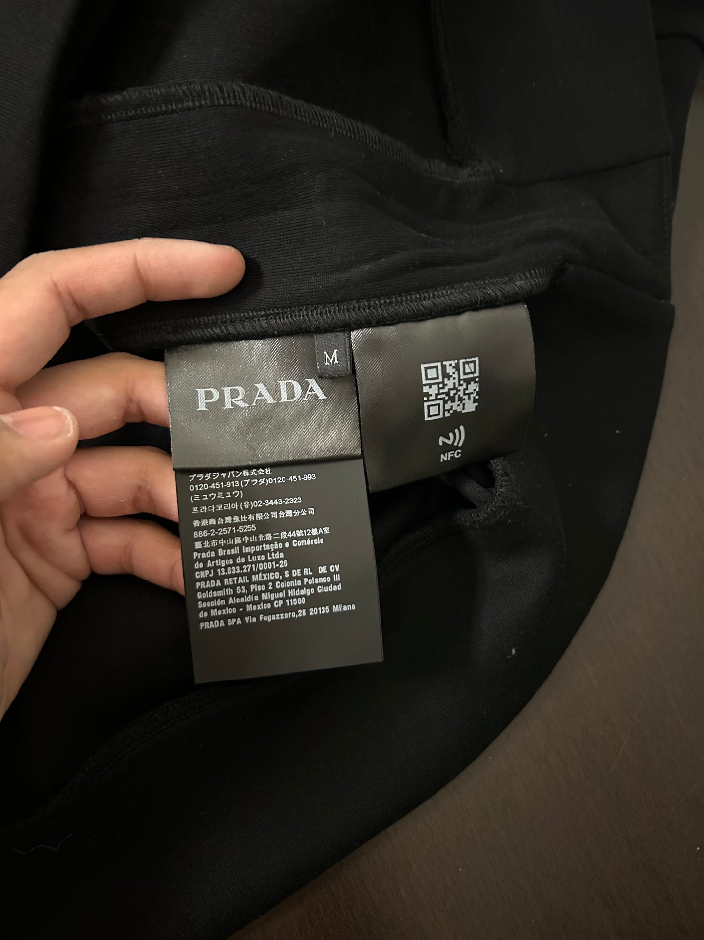 Prada Nylon Triangle Logo Rib Crewneck